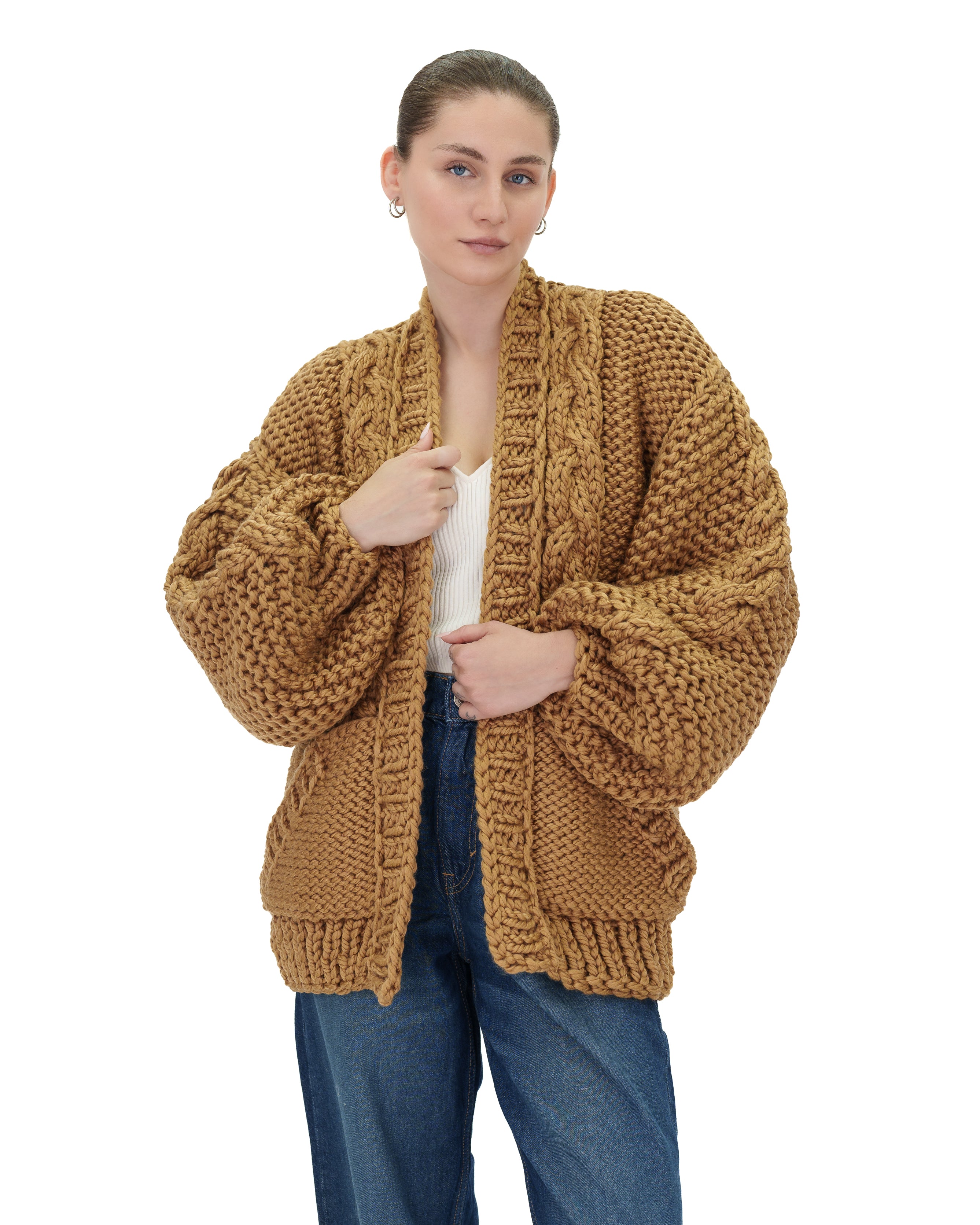 Stylish Braided Pocket Cardigan for Women - Soft Knit Open Front Sweater | Perfect for Fall, Winter & Layering Outfits