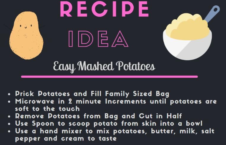 Microwave Potato Cooking Bag - Reusable Cotton Pouch for Baking, Steaming & Heating Potatoes - Perfect for Quick Meals, Camping & Kitchen Use