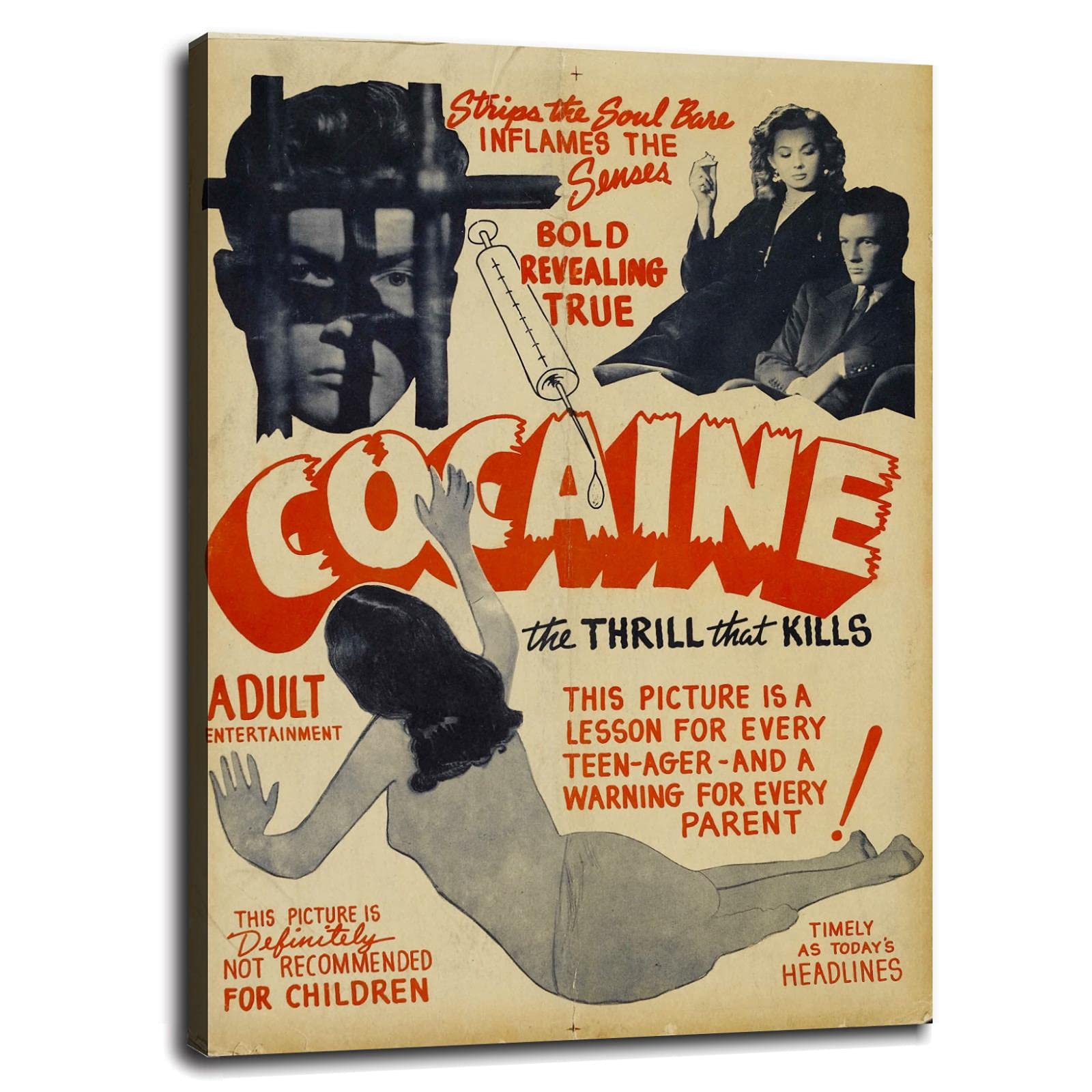 Vintage 1930s Cocaine Wall Art Canvas Print - Japanese Manga Movie Poster for Home, Office & Bedroom Decor - 32