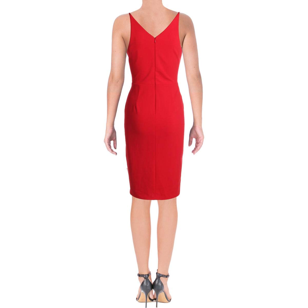 Betsy & Adam Women's Red Scuba Sheath Dress with High Slit - Elegant Bodycon Cocktail Party Dress for Weddings, Evening Events & Special Occasions (Size 4)