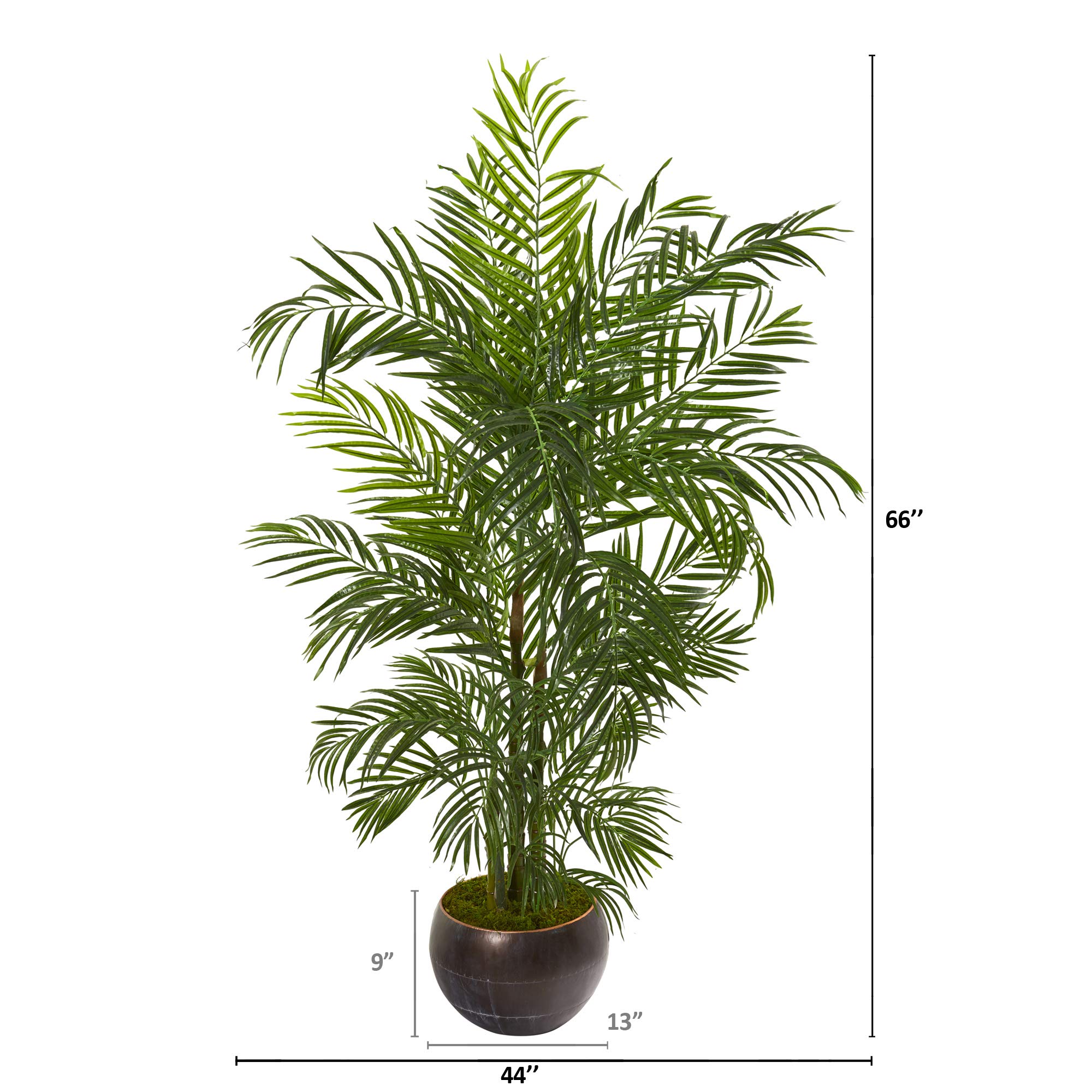 Nearly Natural 66in. UV Resistant Areca Palm Artificial Tree in Planter - Realistic Indoor/Outdoor Fake Plant for Home, Office, Patio & Garden Decor