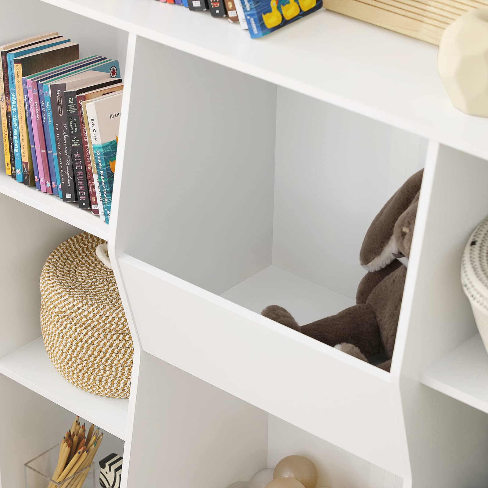 SoBuy Kids Bookcase with 8 Storage Compartments - Children's Bookshelf & Toy Organizer for Bedroom, Playroom, or Classroom - Sturdy Wooden Storage Shelf for Books, Toys, and Display Items