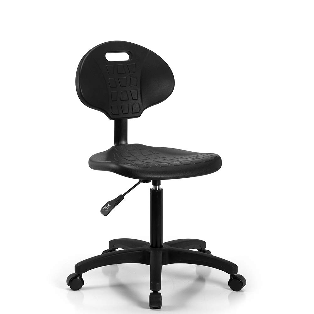 Ergonomic Industrial Work Chair with Adjustable Handle & Smooth-Rolling Wheels - Perfect for Hardwood & Tile Floors - Ideal for Office, Workshop & Factory Use