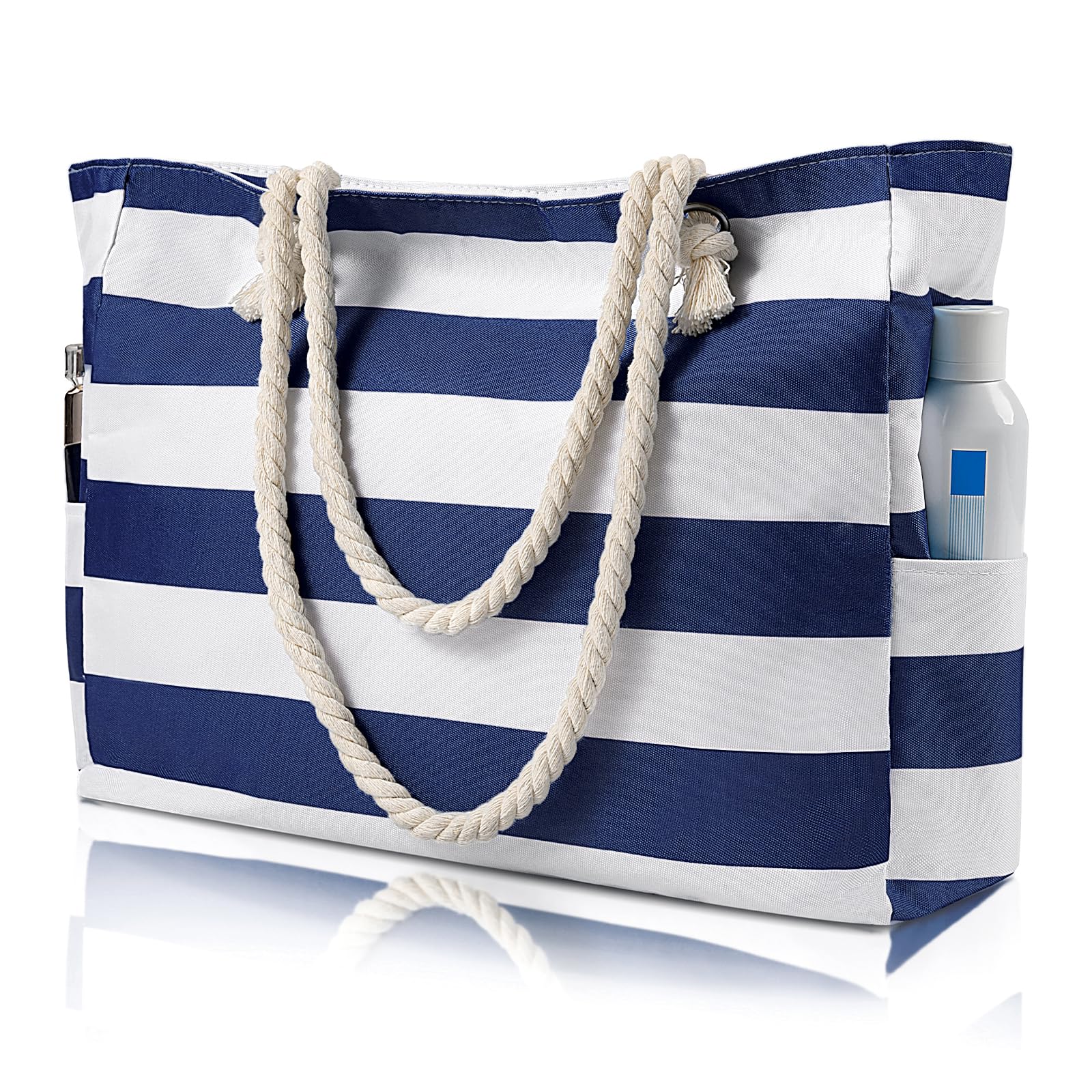 Waterproof Sandproof Beach Tote Bag for Women - Large Zippered Swim Pool Bag with Pockets | Perfect for Beach, Pool, Travel & Gym