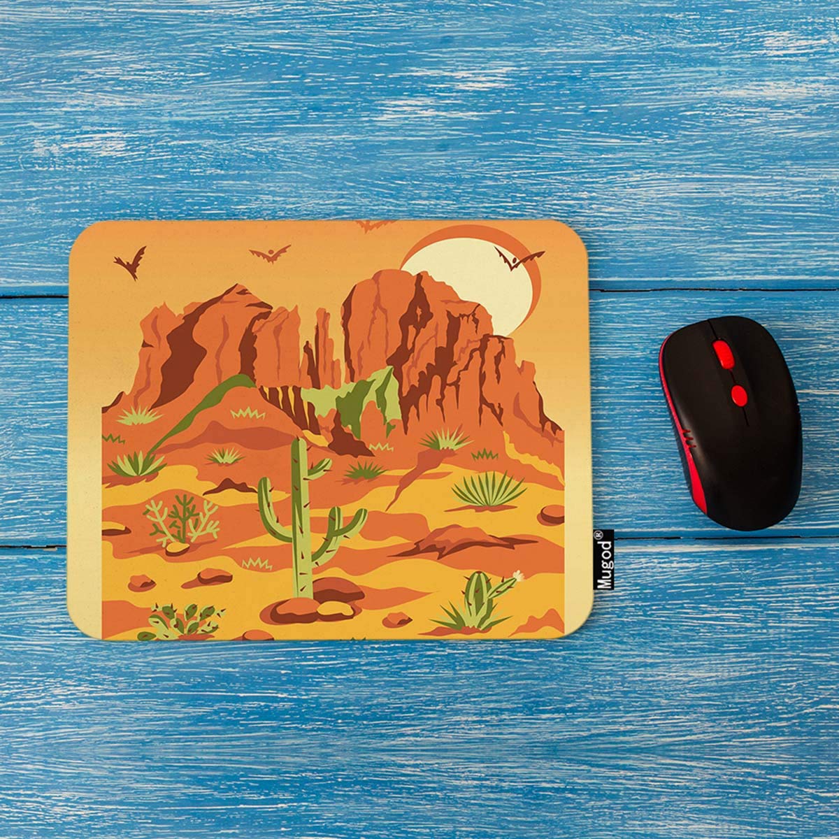 Arizona Scenery Mouse Pad - Grand Canyon Landscape with Mountains, Rocks, Cacti & Sun Design | Non-Slip Rubber Gaming Mousepad for PC & Laptop (7.9x9.5 Inches) | Perfect for Office, Home & Gaming Setups