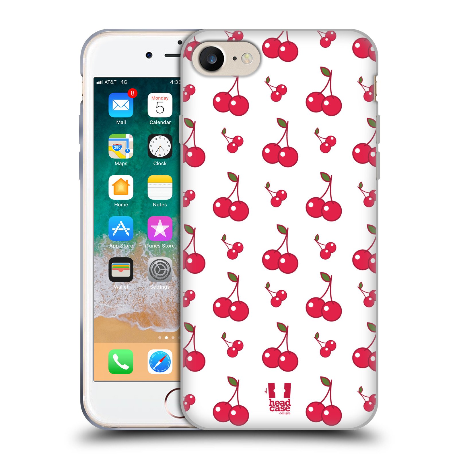 Cherry Fruit Pattern Soft Gel Phone Case Compatible with Apple iPhone 7/8/SE 2020 & 2022 - Cute Protective Cover for Everyday Use, Work, and Travel