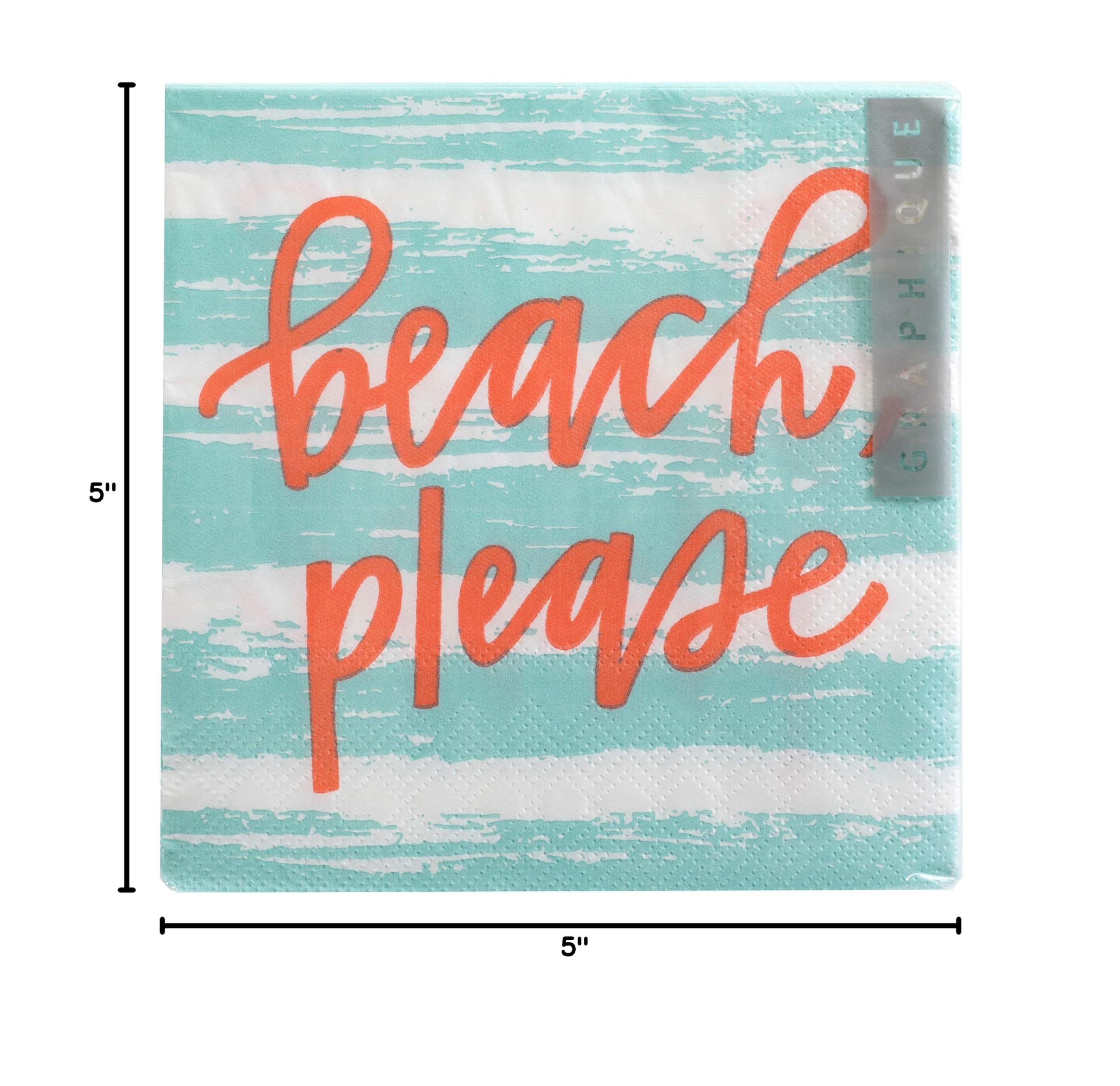 Graphique Cocktail Party Napkins - Decorative Paper Napkins for Beach Themed Parties, Weddings & Events - Premium Quality Disposable Drink Napkins