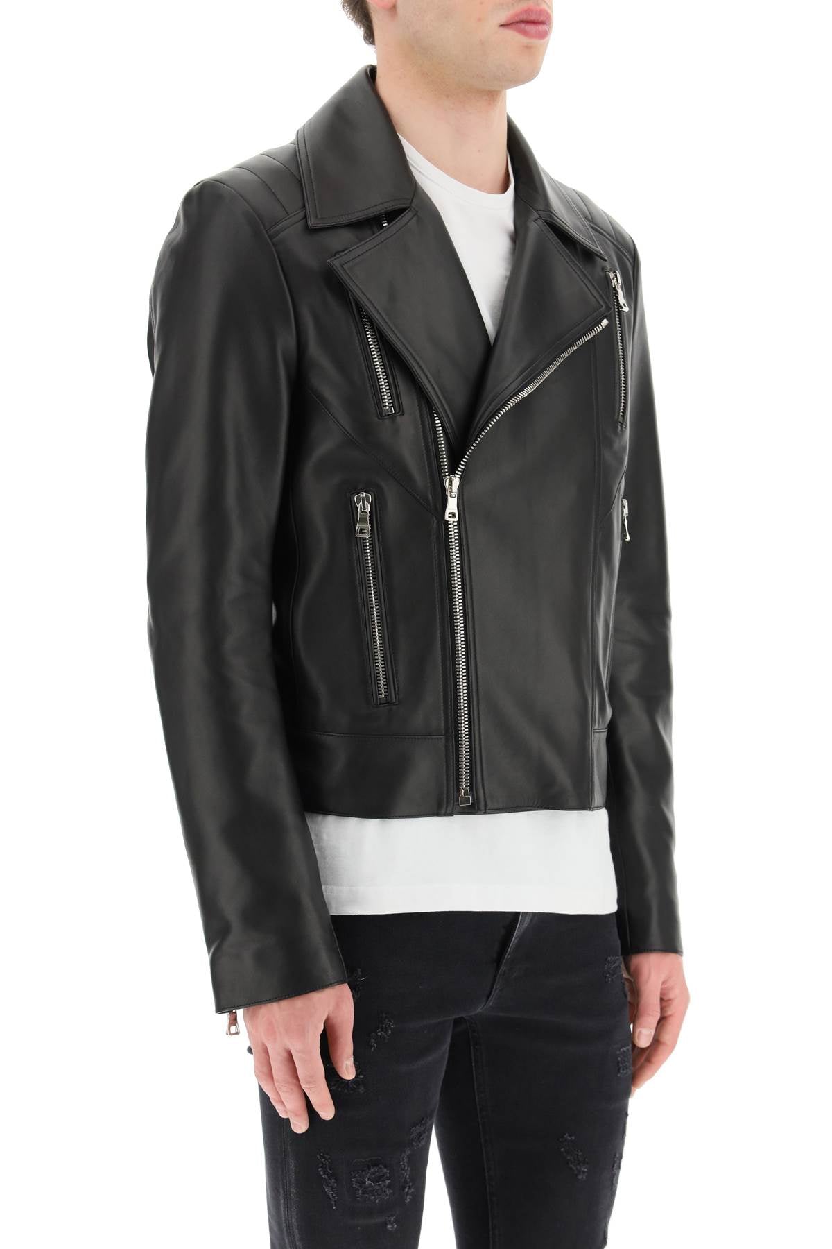 Balmain Genuine Leather Biker Jacket for Men & Women - Stylish Motorcycle Jacket for Riding, Fashion & Night Out