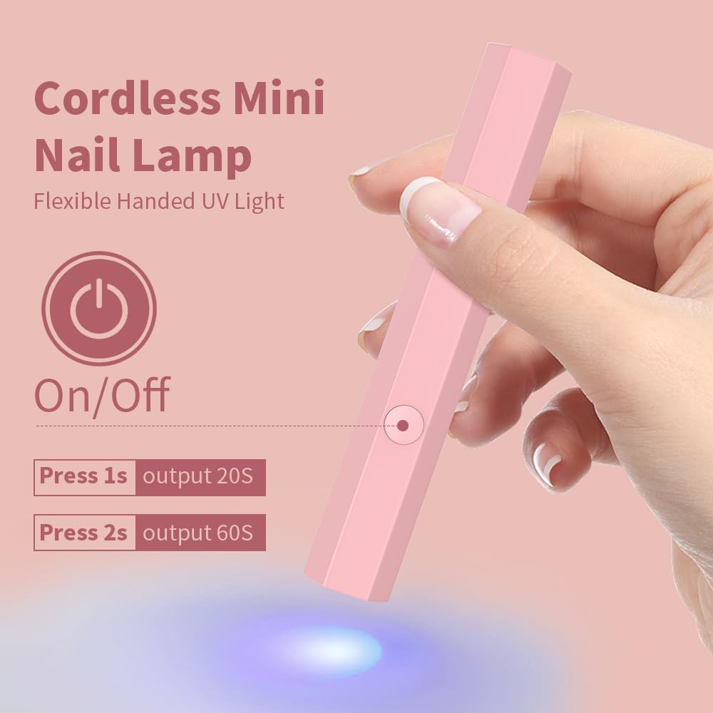 Mini UV LED Nail Lamp for Gel Polish - Fast Curing Portable Manicure Light for Salon & Home DIY - USB Powered Nail Dryer with Flash Cure Technology (Pink) - Perfect for Gel Nails, Acrylics & Nail Art Drying