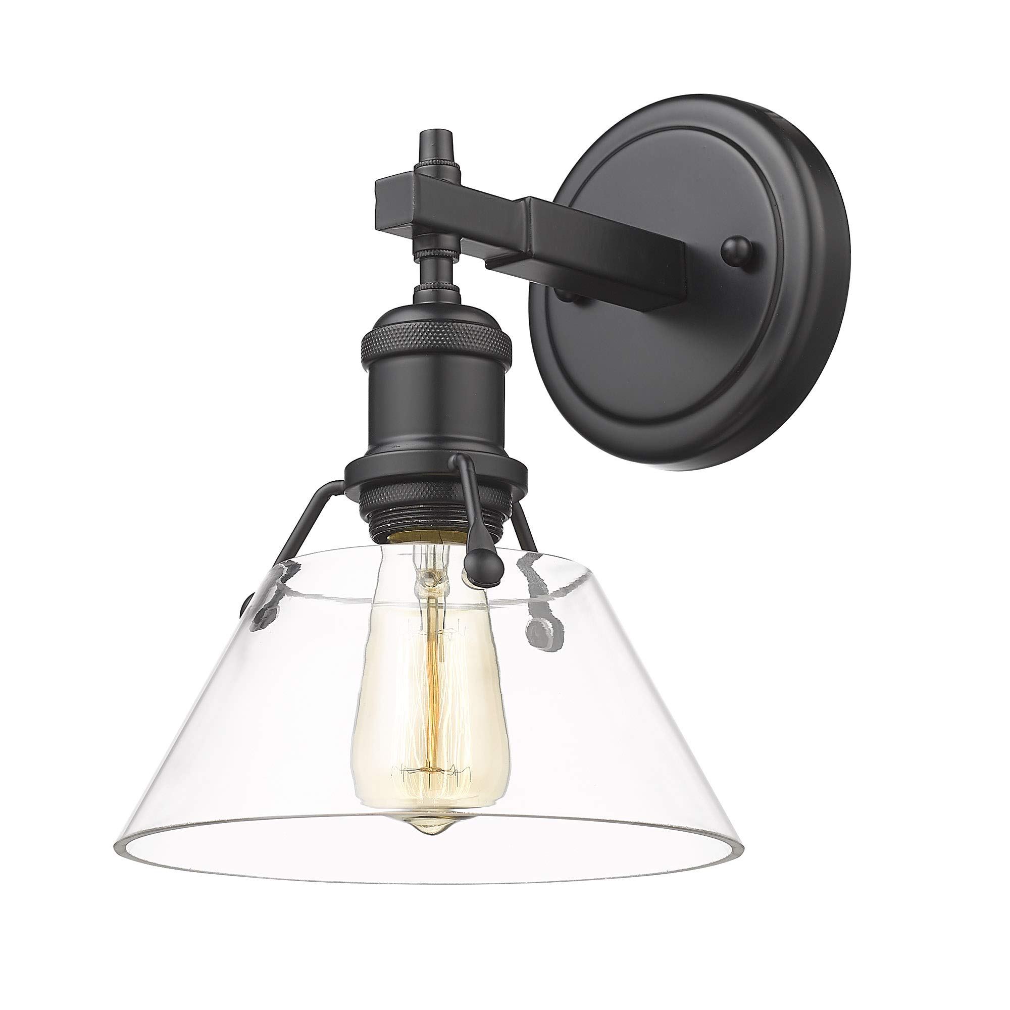Orwell 1-Light Bathroom Vanity Light Fixture in Matte Black with Clear Glass Shade - Perfect for Modern Bathrooms, Powder Rooms, and Home Decor