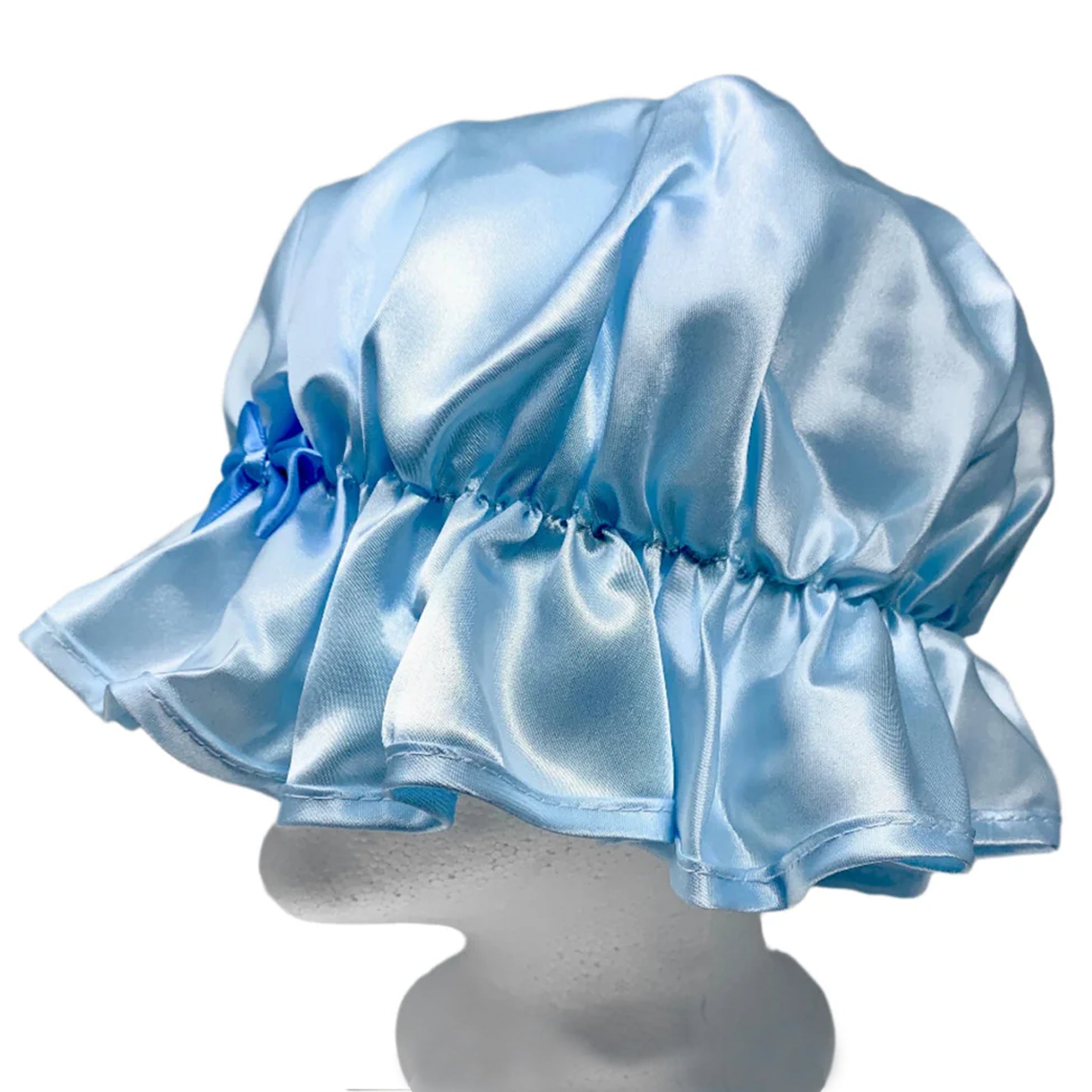 Kingsley Silky Satin Night Cap - Soft Sleep Hat & Bonnet for Women (Light Blue) - Perfect for Hair Protection & Comfortable Sleeping