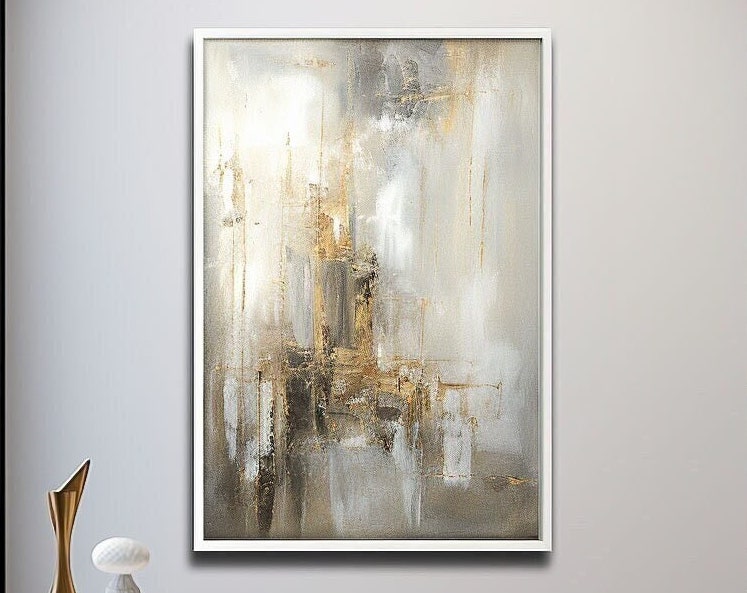 Abstract Frameless Stretched Canvas Painting #AB054 - Modern Wall Art for Living Room, Bedroom & Office Decor