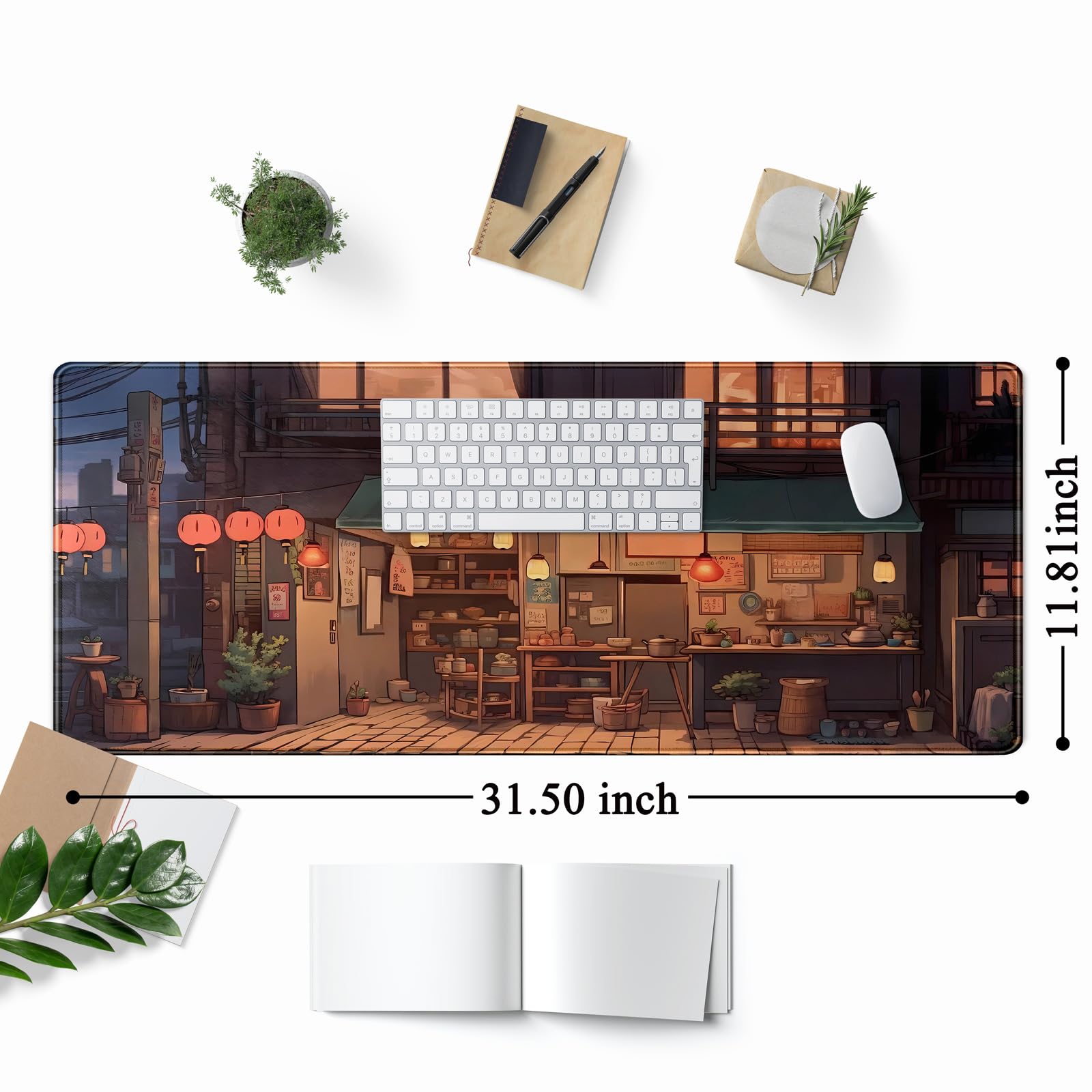 Anime Themed Large Desk Mat - Retro Lofi Aesthetic Extended Gaming Mouse Pad (31.5
