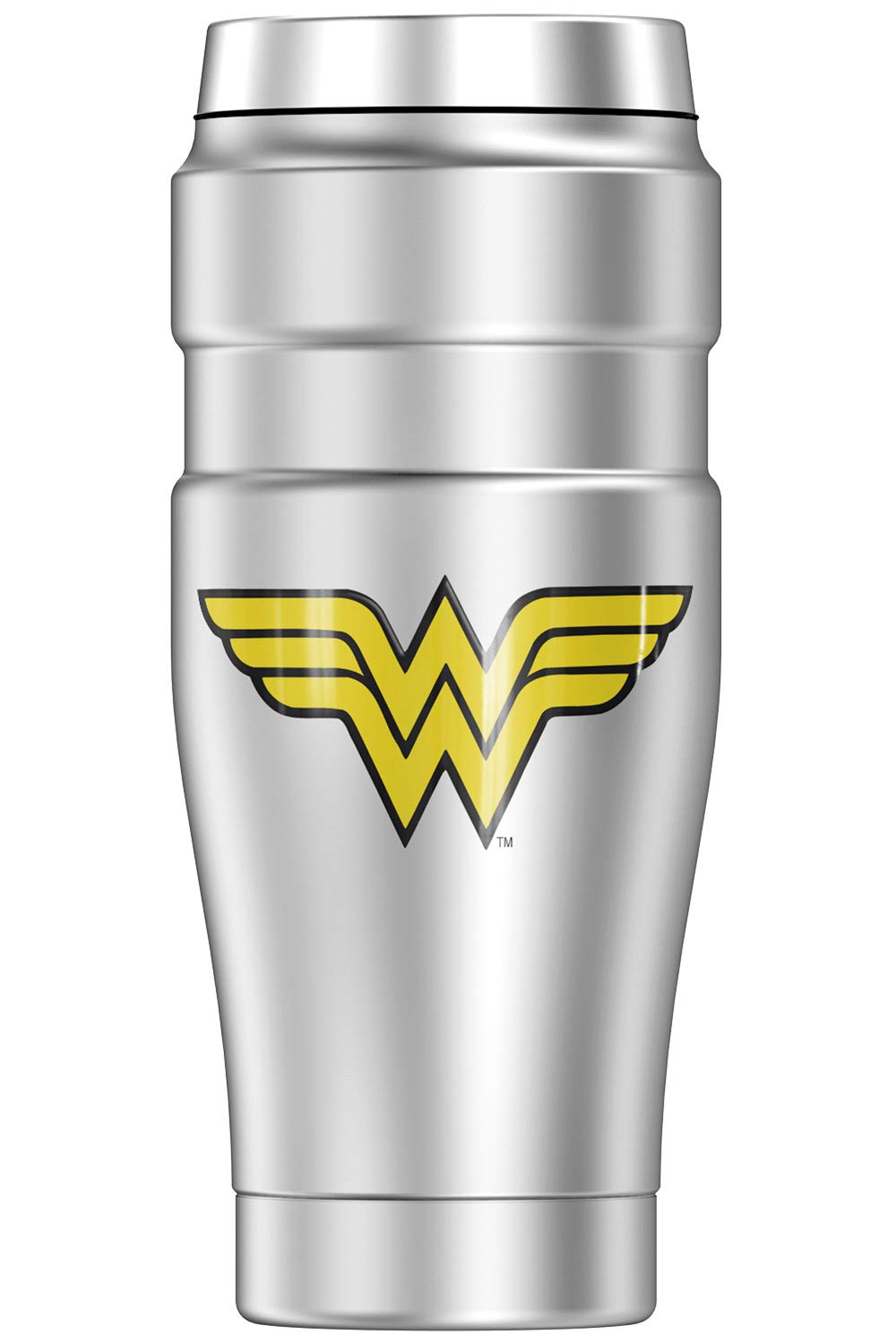 Wonder Woman Logo Stainless Steel Travel Tumbler 16oz - Vacuum Insulated Double Wall Thermos Mug for Coffee, Tea & Cold Drinks - Perfect for Office, Gym, Camping & Outdoor Adventures