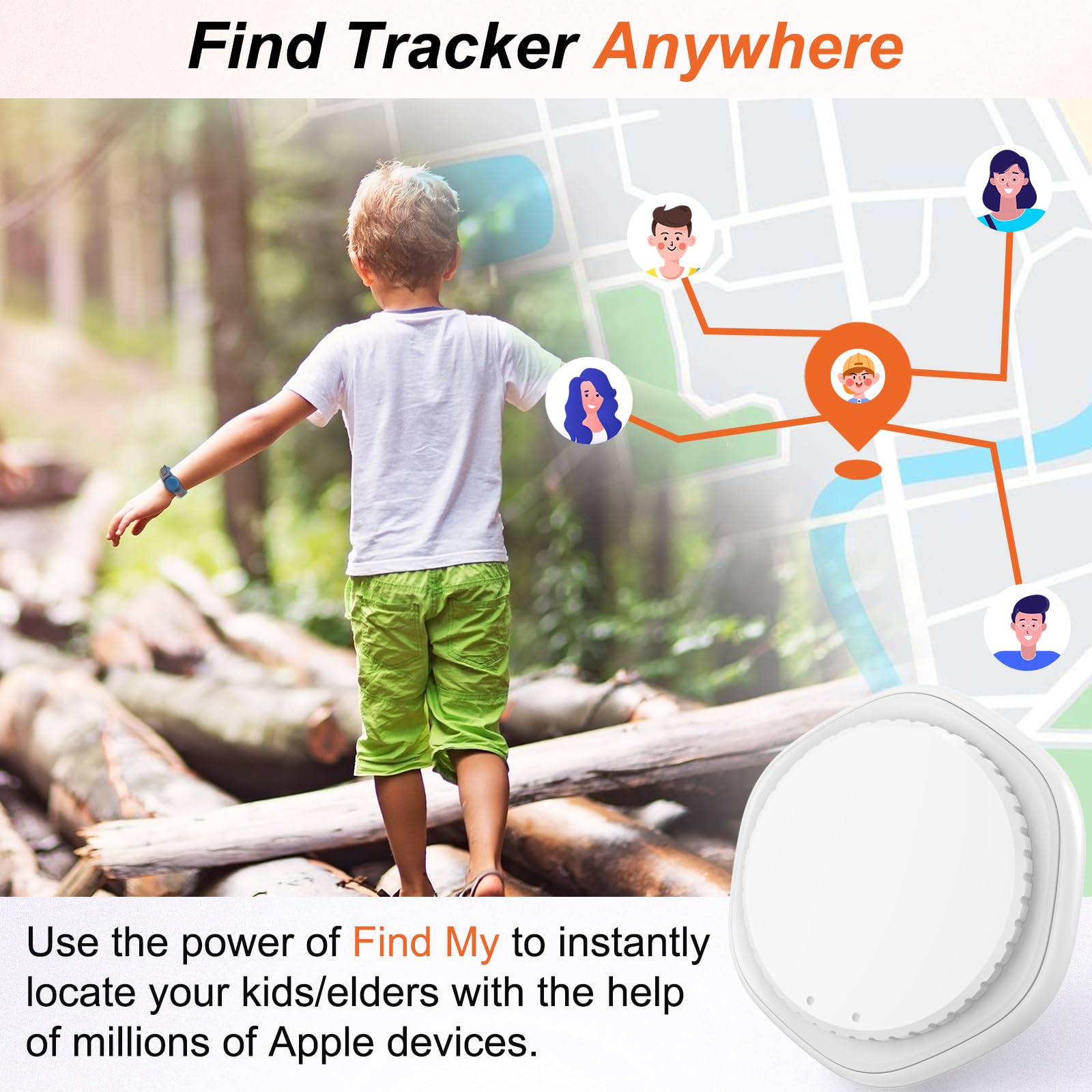 Mini GPS Tracker for Kids, Teens, Elderly & Special Needs - Real-Time Location Tracker with Watch Band | No Monthly Fee | Apple Find My Compatible (iOS) | Waterproof Hidden Tracking Device (Blue) | Perfect for Child Safety, Dementia Patients & Outdoor Adventures