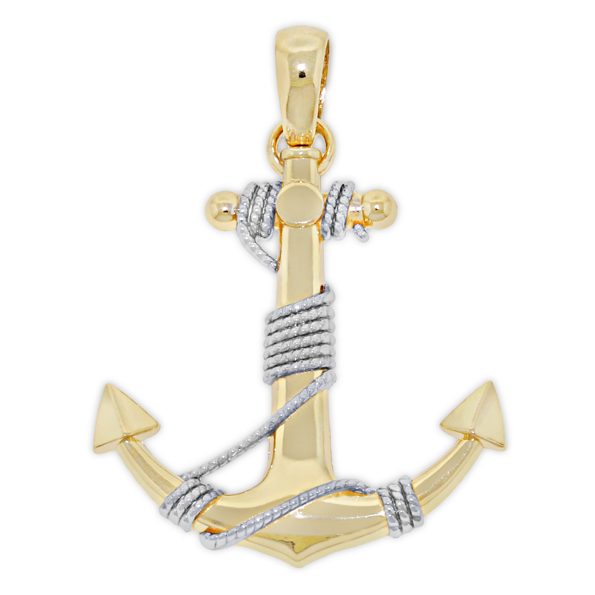 10K Solid Gold Large Anchor Pendant Necklace - Nautical Jewelry for Men & Women - Perfect for Beach Parties, Boat Trips and Marine-Themed Gifts