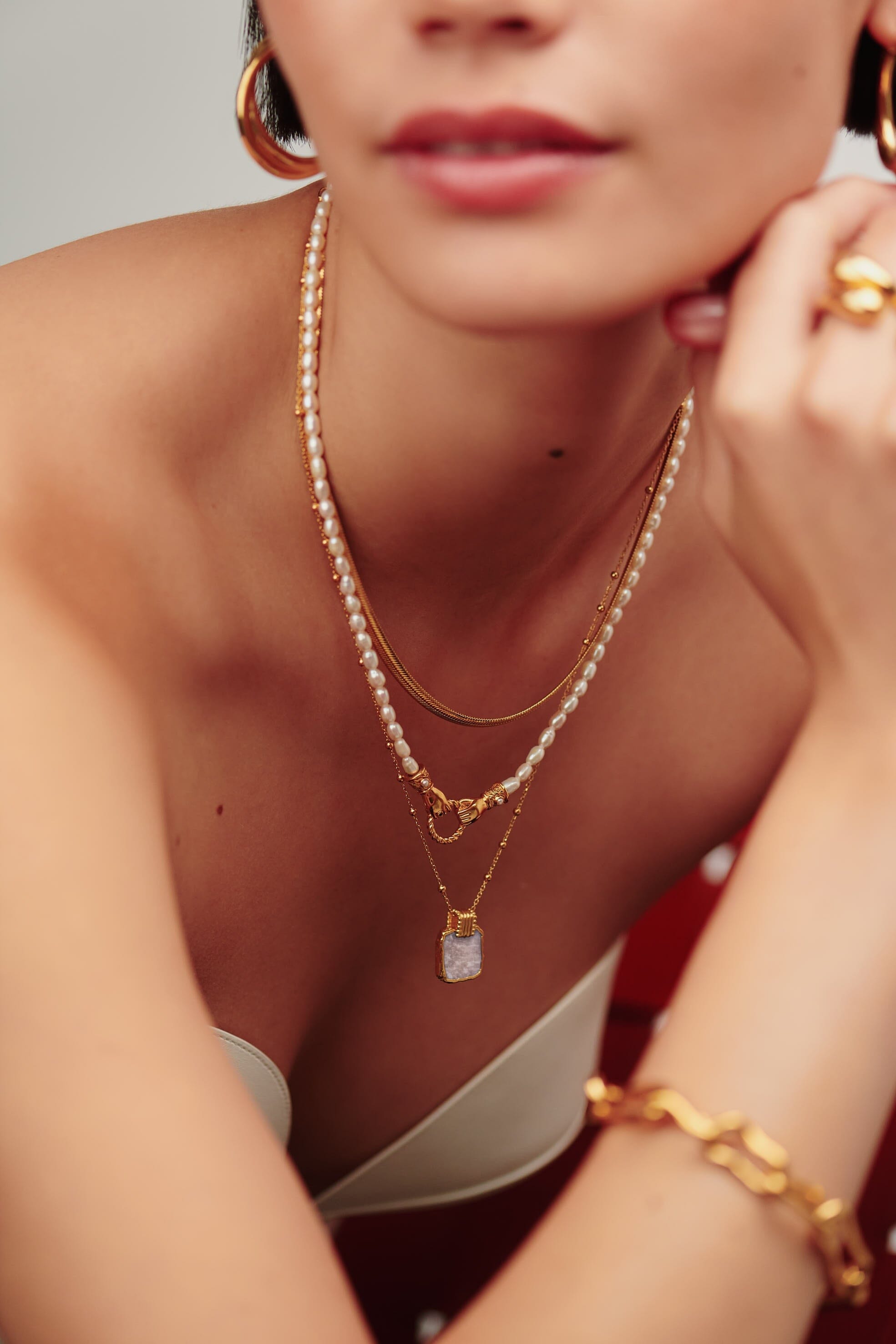 Lena Charm Necklace - 18k Gold Plated Rainbow Moonstone Pendant for Women | Elegant Jewelry Gift for Birthday, Anniversary & Special Occasions | Perfect for Everyday Wear, Date Nights & Formal Events