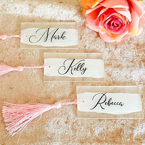 20 Pack Clear Acrylic Place Cards for Weddings - Blank Rectangular Name Cards with Hole | Perfect for Handwritten Calligraphy, Seating Escort Cards & DIY Crafts (3.5x2 Inch) | Ideal for Wedding Reception, Bridal Shower & Event Table Decorations