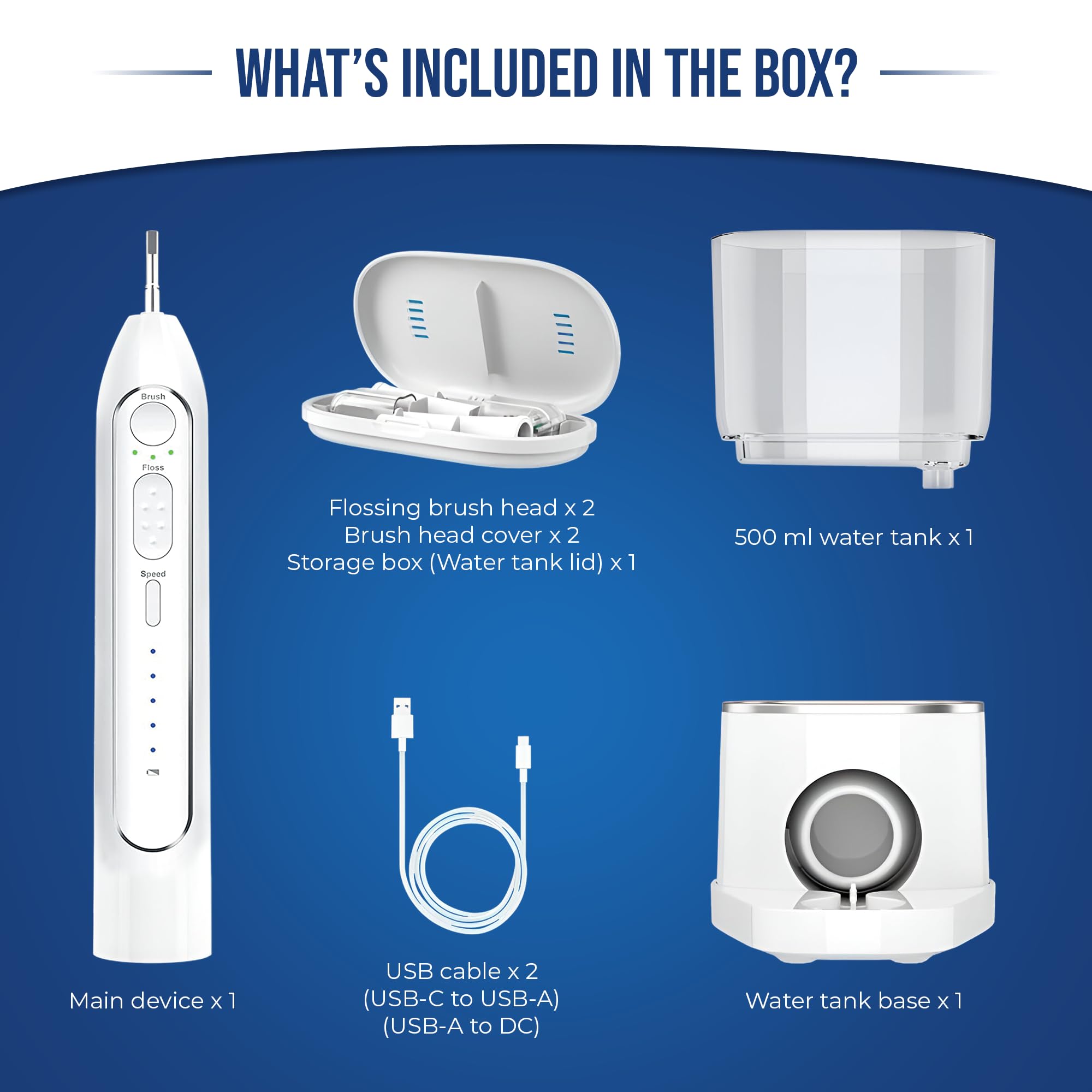 2-in-1 Electric Toothbrush with Water Flosser - 40,000 VPM Sonic Toothbrush & High Pressure Dental Water Flosser Combo, 5 Brushing Modes, Perfect for Braces, Implants & Gum Care - Ideal for Travel, Home & Office Use