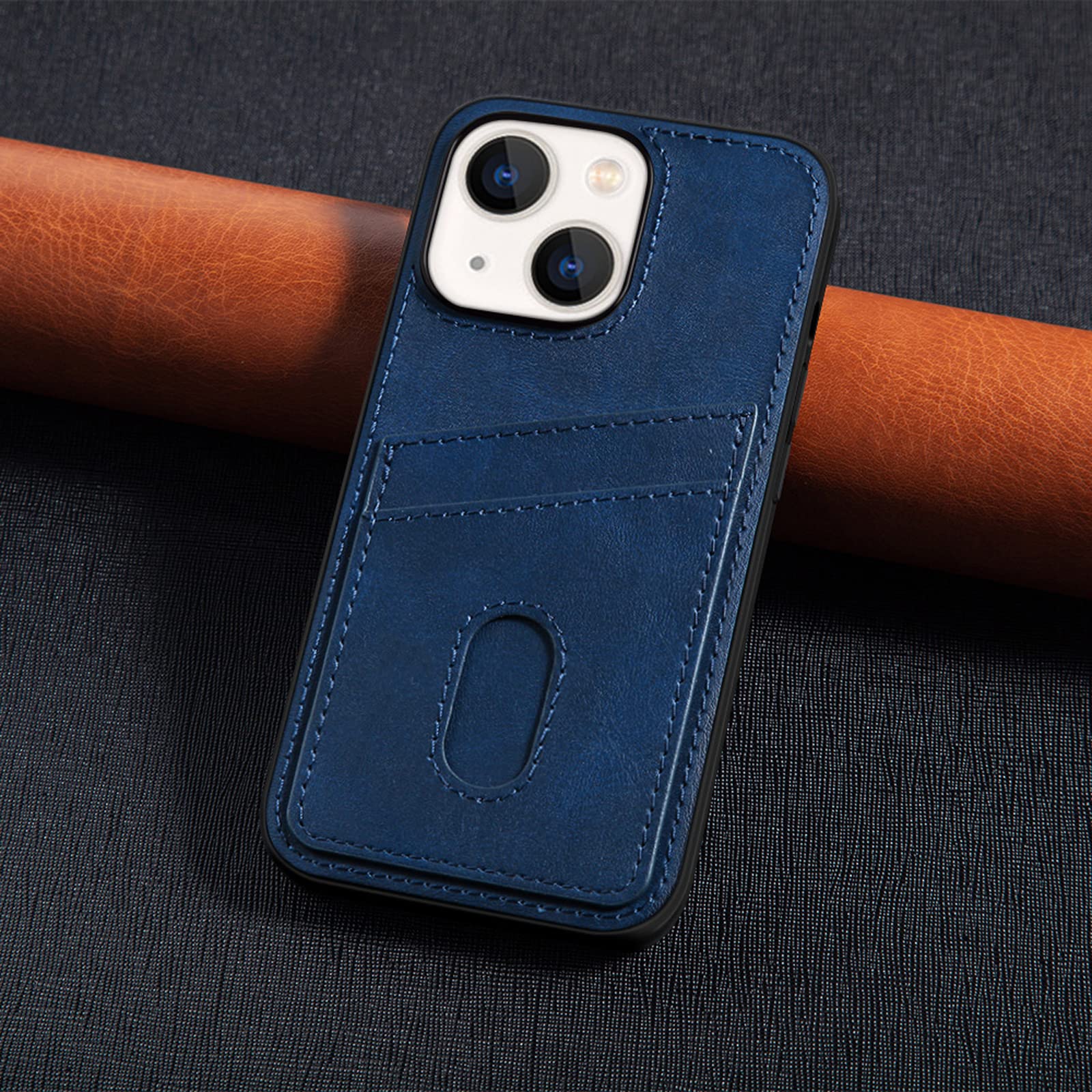 Premium Leather JabrOn Wallet Case for iPhone 14/14 Plus/14 Pro/14 Pro Max - Slim Fit Shockproof Protective Phone Cover with Card Holder (Blue) | Perfect for Everyday Use, Travel & Business Meetings