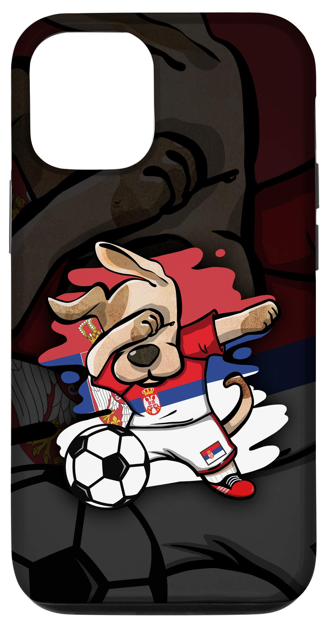 iPhone 12/12 Pro Case with Serbian Flag Design - Perfect for Soccer Fans & Dabbing Dog Lovers - Durable Phone Cover for Football Games, Travel & Daily Use