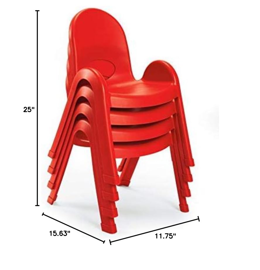 Angeles Value Stack Kids Chairs 4-Pack - Durable Preschool, Daycare & Homeschool Furniture Set | Flexible Seating Classroom Chairs for Toddlers (Red, 5 Inch) - Perfect for Learning Centers, Playrooms & Early Childhood Education Spaces