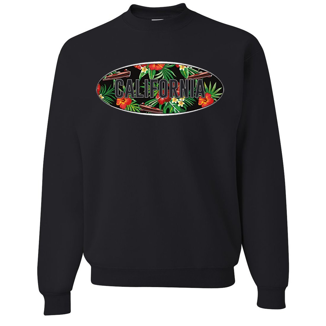 California Tropical Flowers Logo Dolphin Shirt Co Crewneck Sweatshirt | Men's & Women's Casual Pullover | Beach Vacation & Summer Outfit