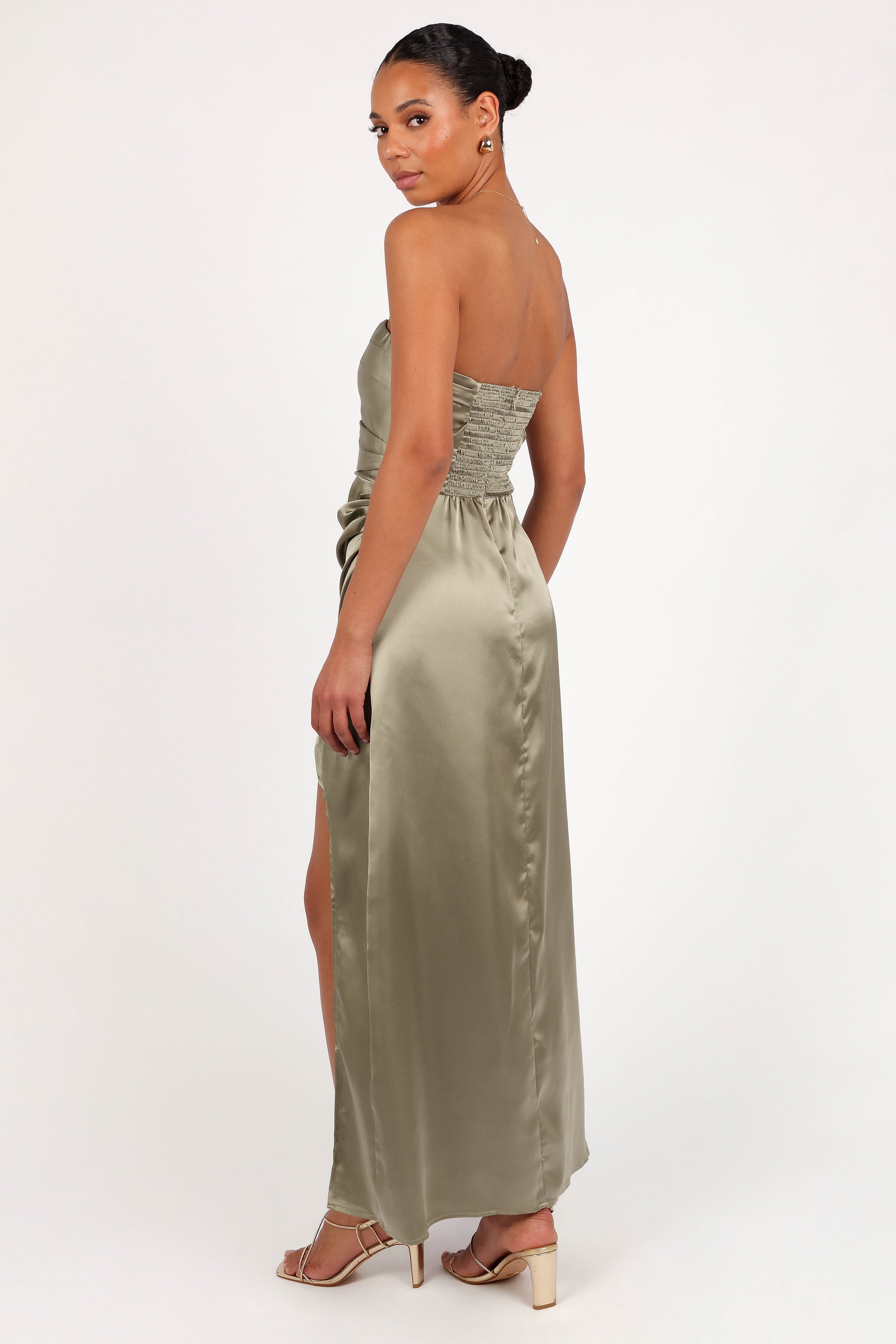 Strapless Maxi Dress for Women - Olive Green Flowy Summer Beach Dress | Perfect for Weddings, Vacations & Outdoor Parties