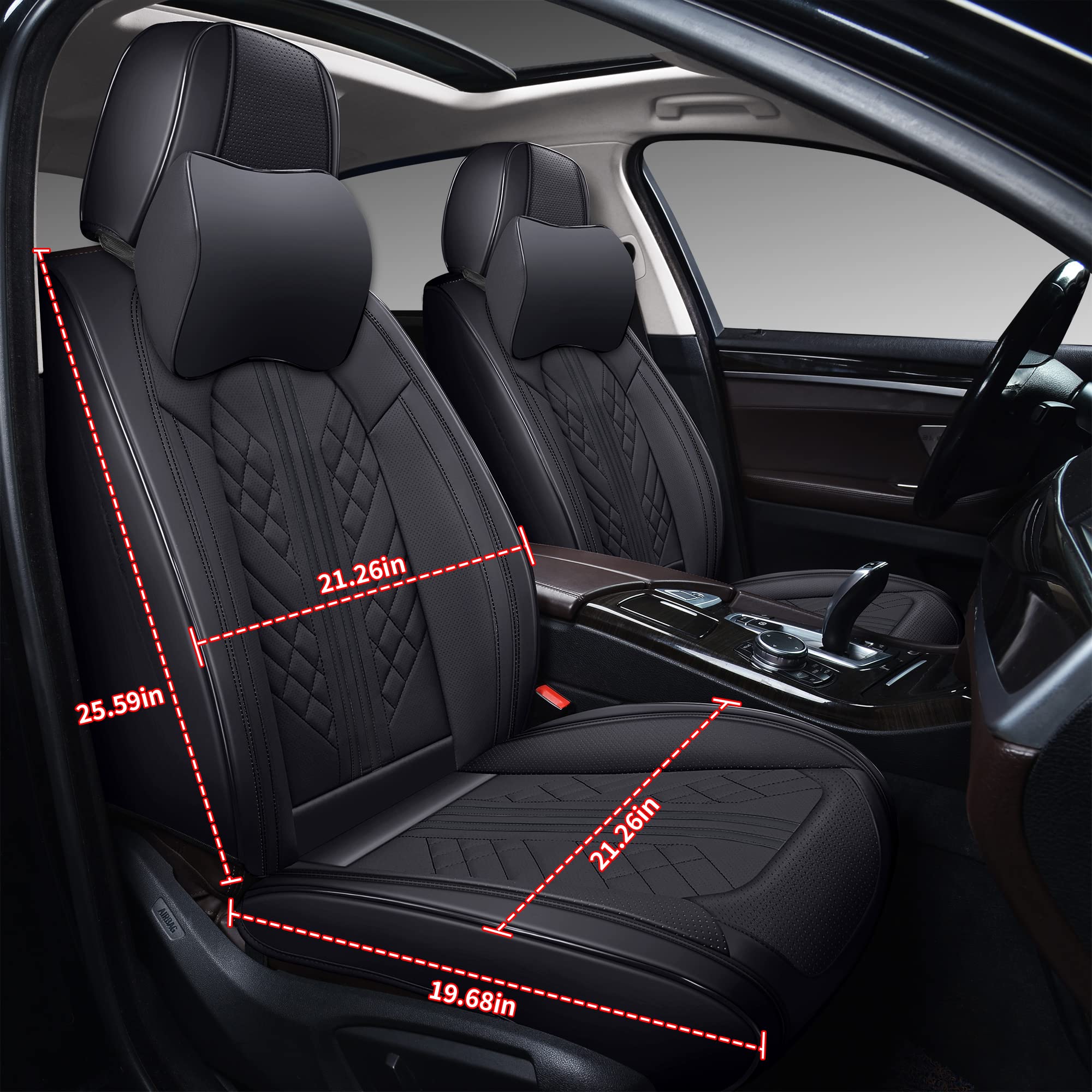 Premium GXT Deluxe Faux Leather Car Seat Covers - Universal Fit for Sedans, SUVs & Trucks - Anti-Slip Full Coverage with Headrests - Black Interior Accessories - Perfect for Daily Commute, Road Trips & Protecting Your Car Seats