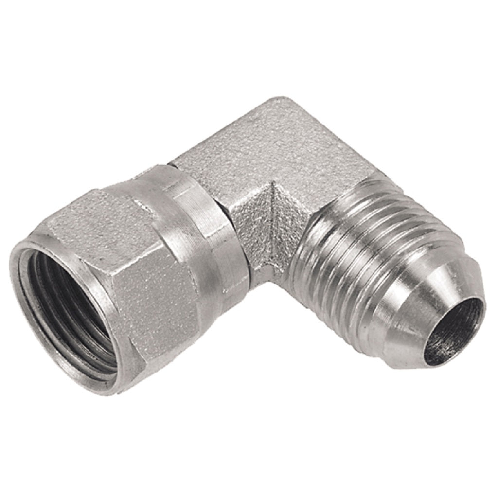 JIC Female Flare x JIC Male Thread 90 Degree Elbow Hydraulic Fitting - High Pressure Fuel Line Connector for Automotive, Truck, and Industrial Equipment