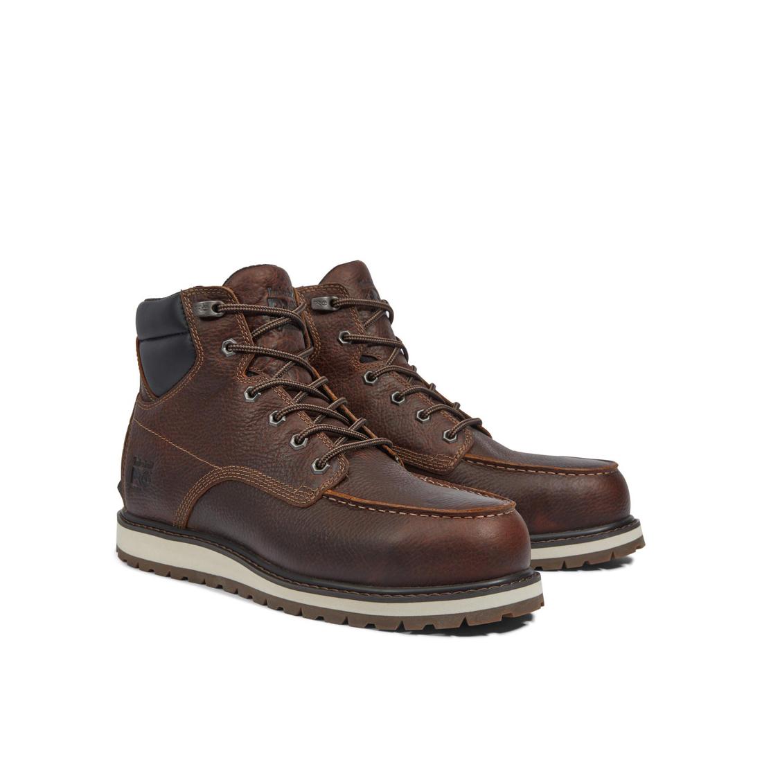 6 Inch Alloy Toe Work Boots for Men - Brown Safety Shoes for Construction & Industrial Work - Slip Resistant & Comfortable Work Boots for Warehouse, Landscaping & Heavy Duty Jobs
