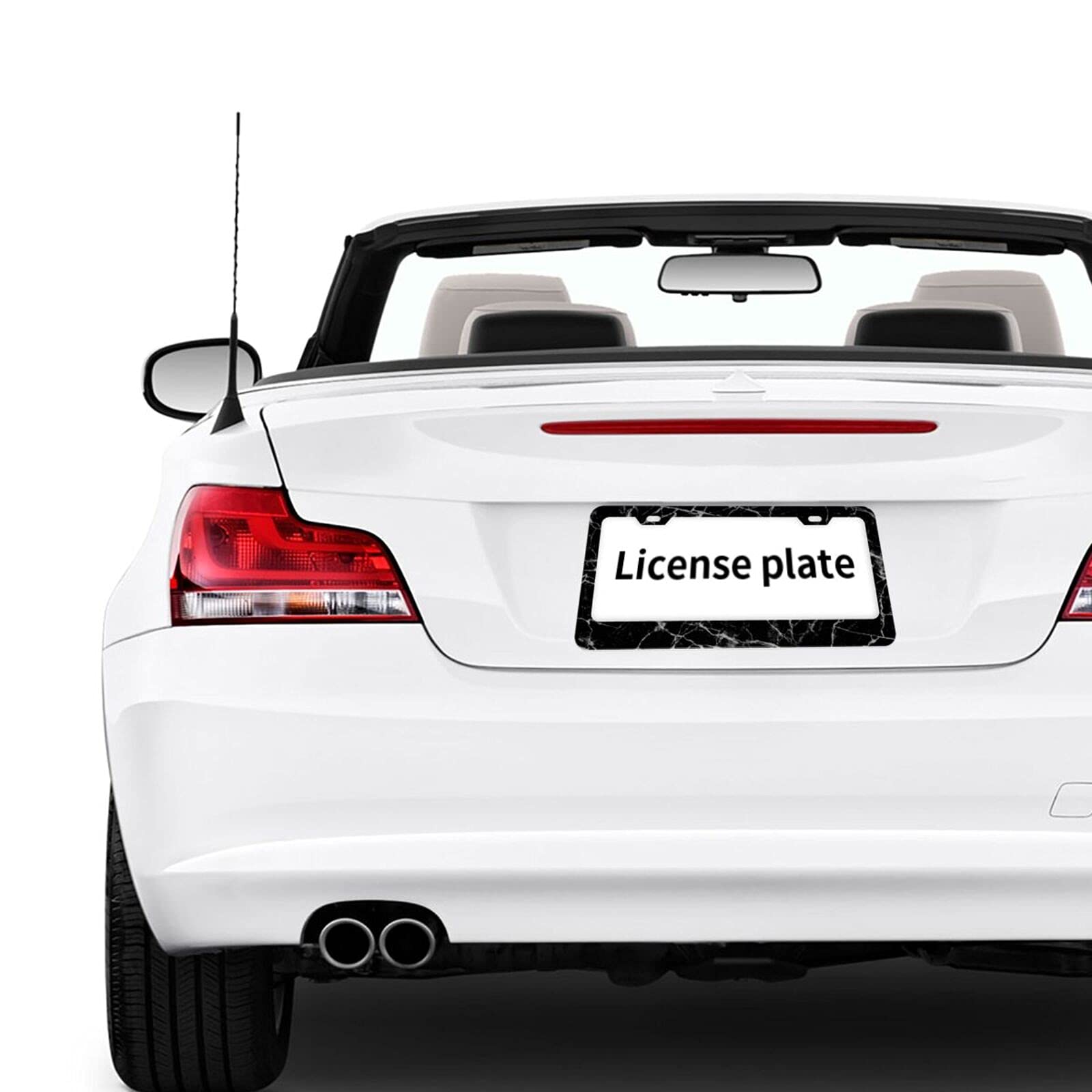 Premium Black & White Marble Matte Aluminum License Plate Frame with Black Screw Caps - 2 Pack (2 Holes) - Durable Car License Plate Cover Holder for US Vehicles - Perfect Gift for Men & Women - Ideal for Cars, Trucks, SUVs & Motorcycles