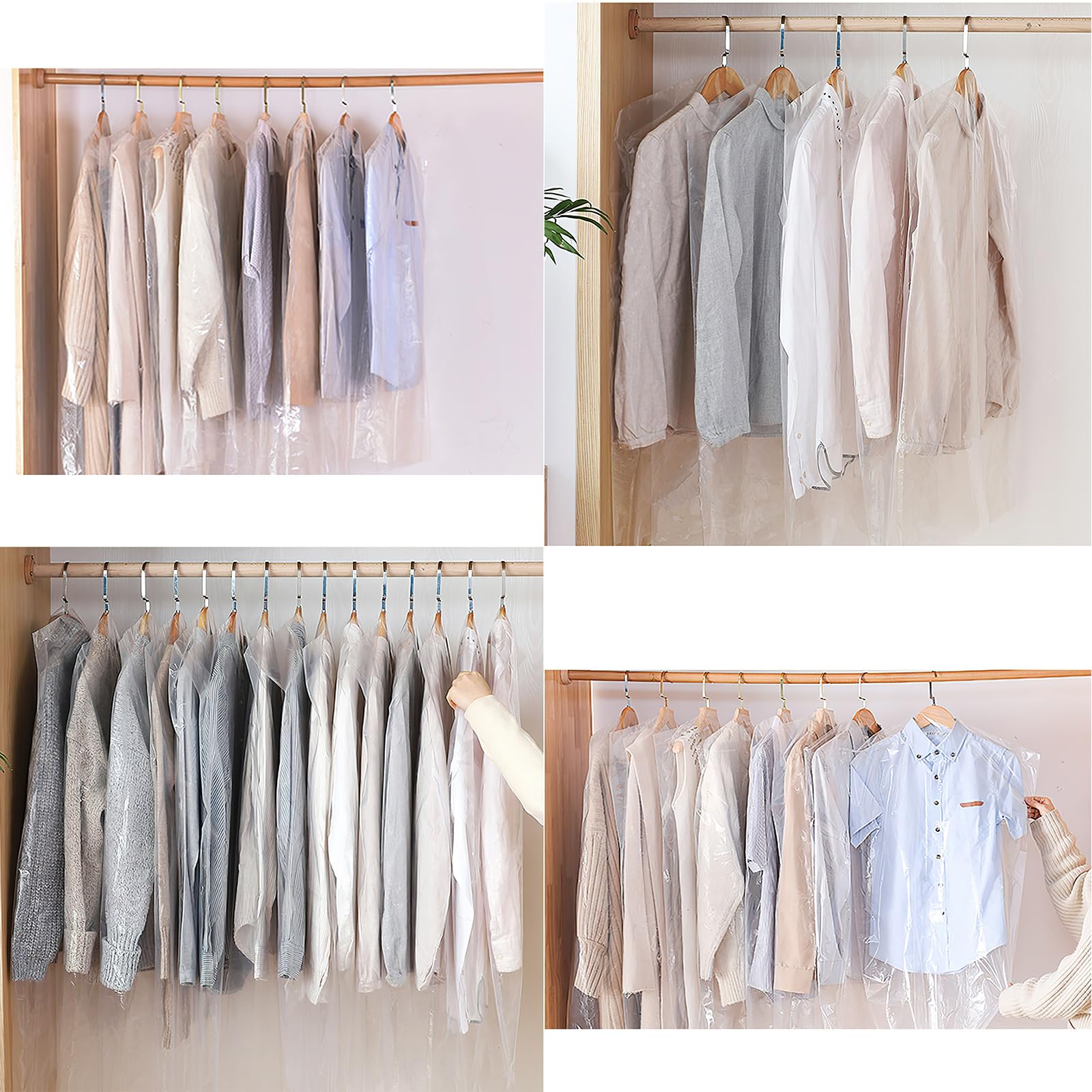 Cabilock 50 Pack Clear Plastic Garment Bags for Hanging Clothes | Dry Cleaner Storage Bags | Home Closet & Travel Wardrobe Organizer | Perfect for Suit, Dress & Coat Protection