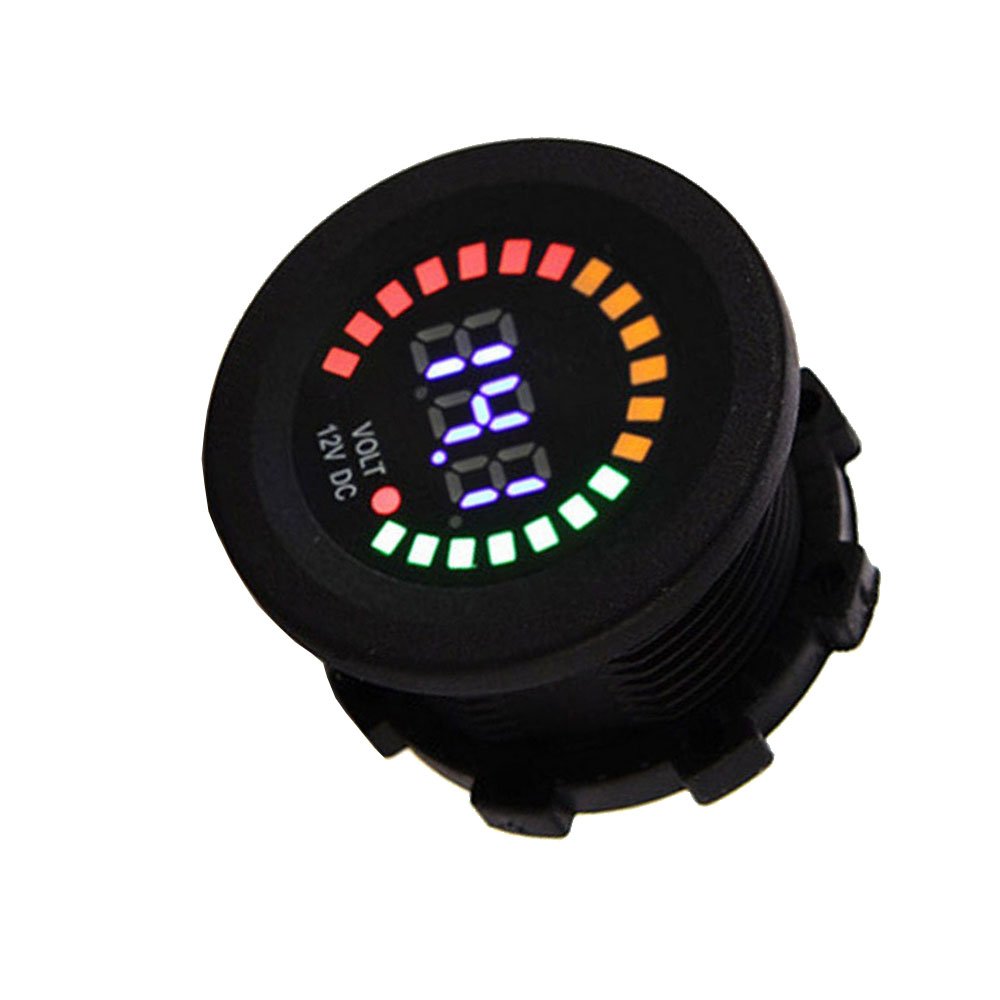 ESUPPORT Digital LED Voltage Gauge Meter - 12V/24V DC Car Battery Monitor with Bright Display - Perfect for Automotive, Marine & RV Electrical Systems