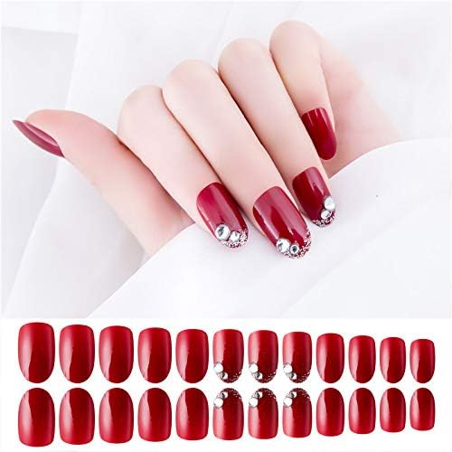Rapidsflow 24-Piece Long French Artificial Nails Set - Full Nail Extensions with Free Application Kit (Red) | Perfect for Salon, Home Manicure & Special Occasions