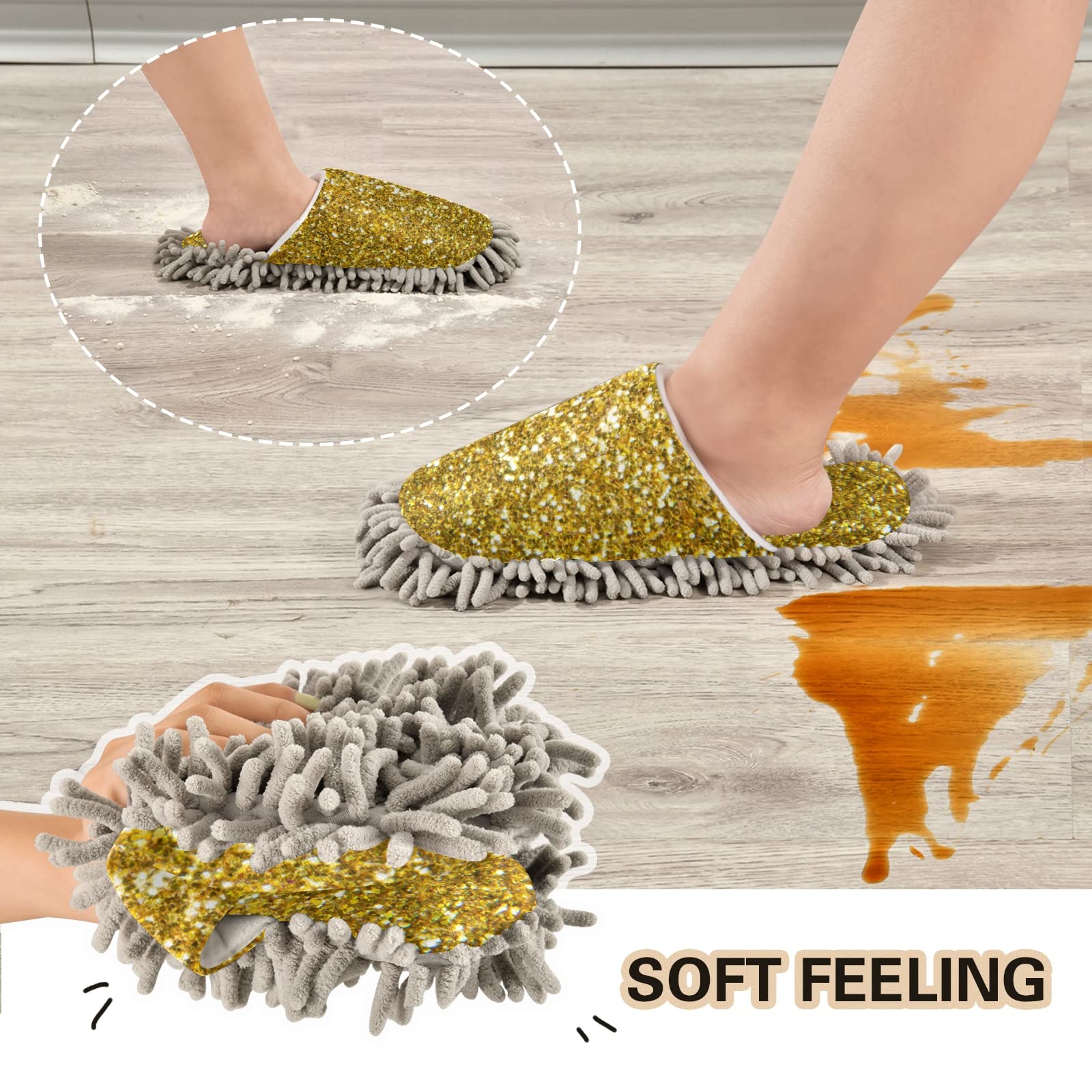 Poeticcity Unisex Mop Slippers - Soft House Cleaning Shoes for Dusting & Spa Use - Comfortable Indoor Cleaning Slippers Size M-L - Perfect for Home Cleaning, Yoga & Relaxation