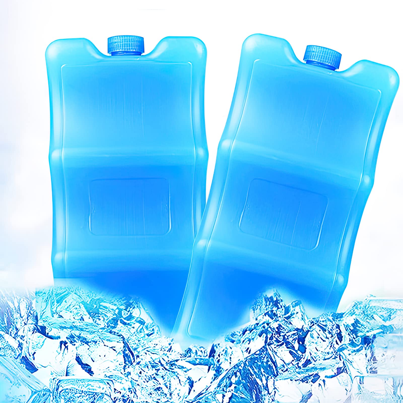 Large Reusable Ice Packs for Coolers - 4 Pack Wavy Cooling Pads Perfect for Beer, Soda Cans & Lunch Boxes - Leakproof Gel Ice Box Cooler for Beach Bags, Picnics & Outdoor Activities (Blue)