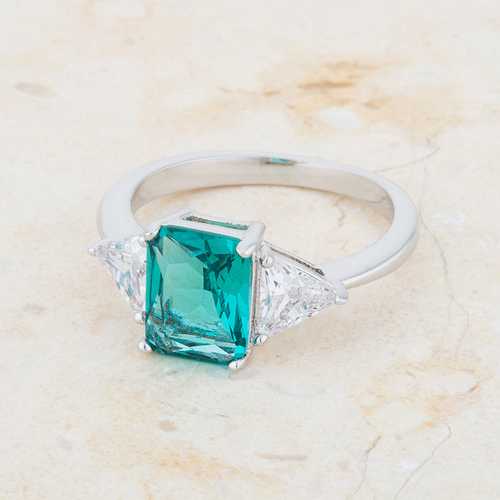 Classic Aqua Rhodium Plated Engagement Ring for Women - Elegant Wedding Band, Promise Ring, Anniversary Gift for Her - Perfect for Proposals, Bridal Jewelry, and Special Occasions