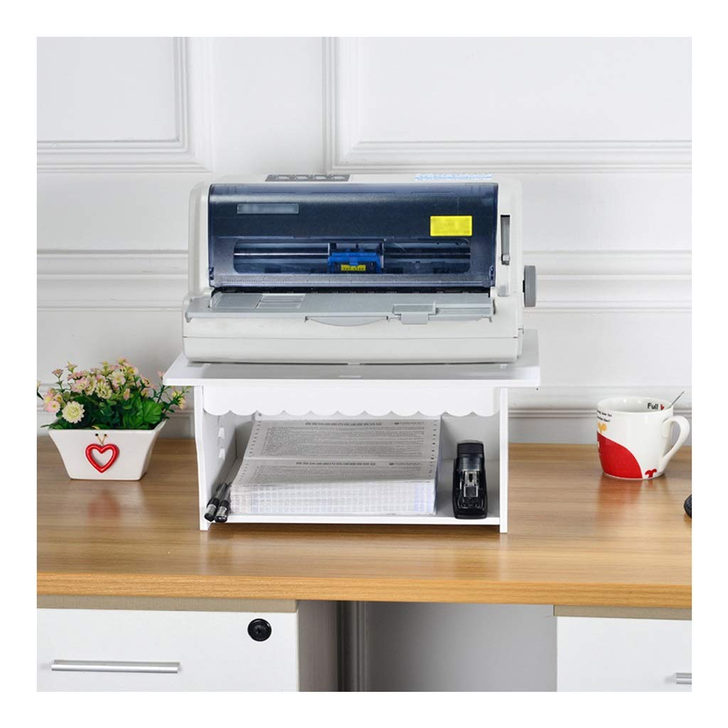 Eco-Friendly Wood-Plastic Desktop Printer Stand - Space Saving Organizer for Office & Home, Simple Modern Design, Multifunctional Storage Shelf (White) | Perfect for Small Spaces & Clutter-Free Workspaces