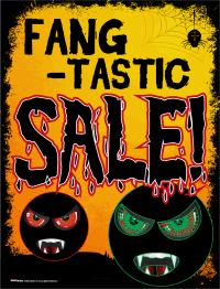 Vinyl Window Sign - Fang-Tastic Sale! Halloween & Holiday Store Promotion Decals for Retail Businesses