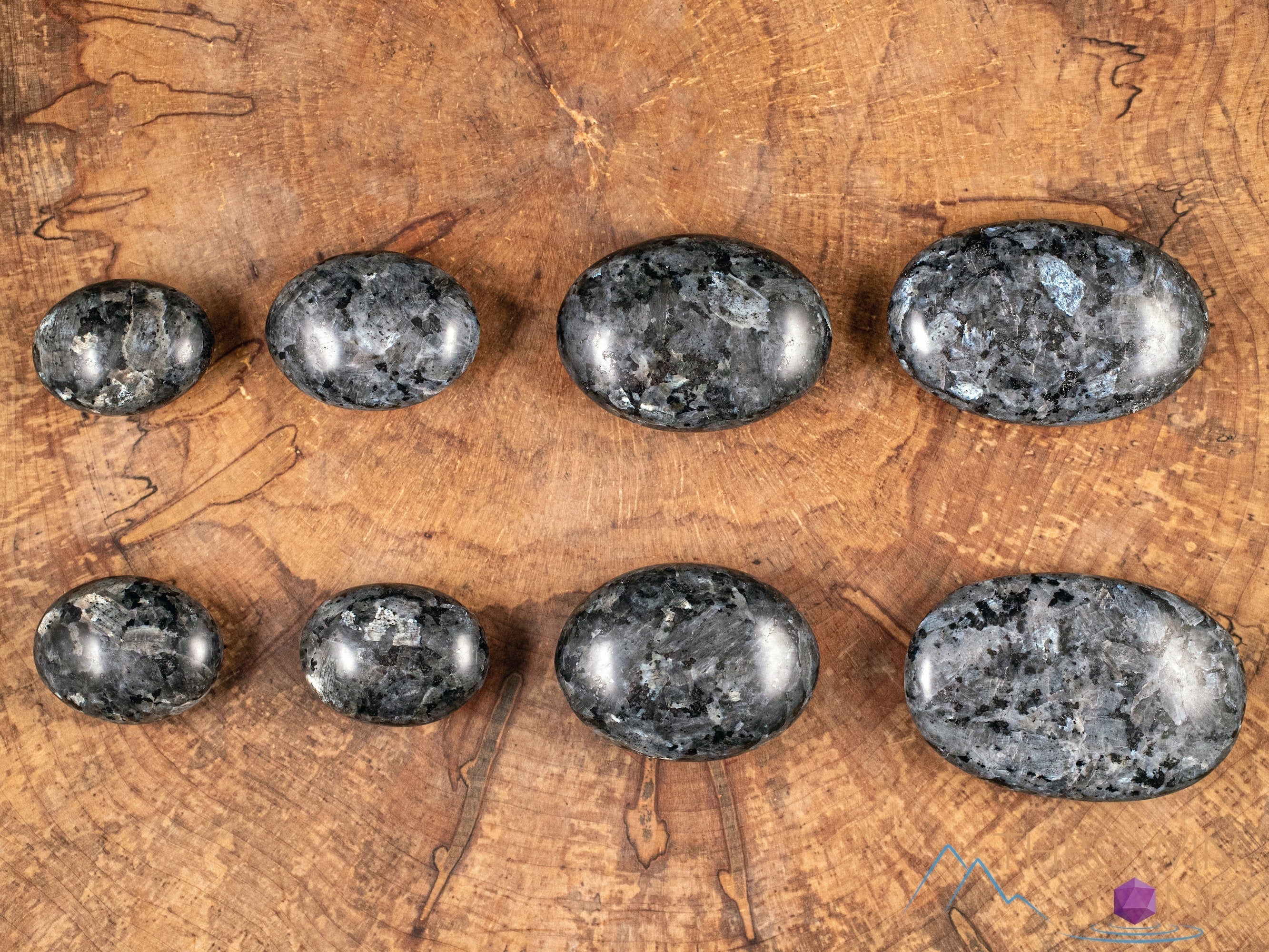 LARVIKITE Crystal Palm Stone - Black Moonstone Worry Stone for Anxiety Relief, Self Care & Healing | Natural Stress Relief, Meditation & Spiritual Balance | Perfect for Relaxation, Mindfulness & Energy Healing