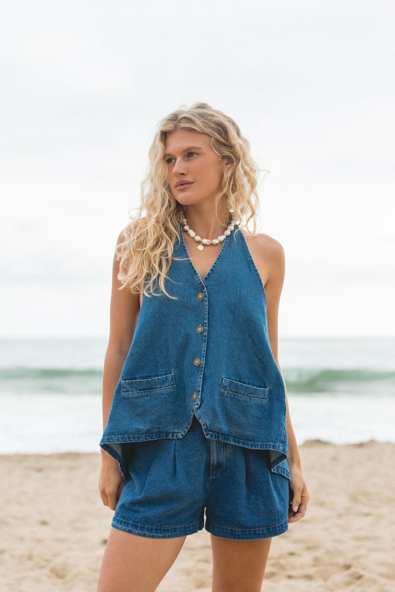 Women's Stylish Denim Top for Terrace & Outdoor Wear - Casual Chic Blouse for Spring Summer Fashion