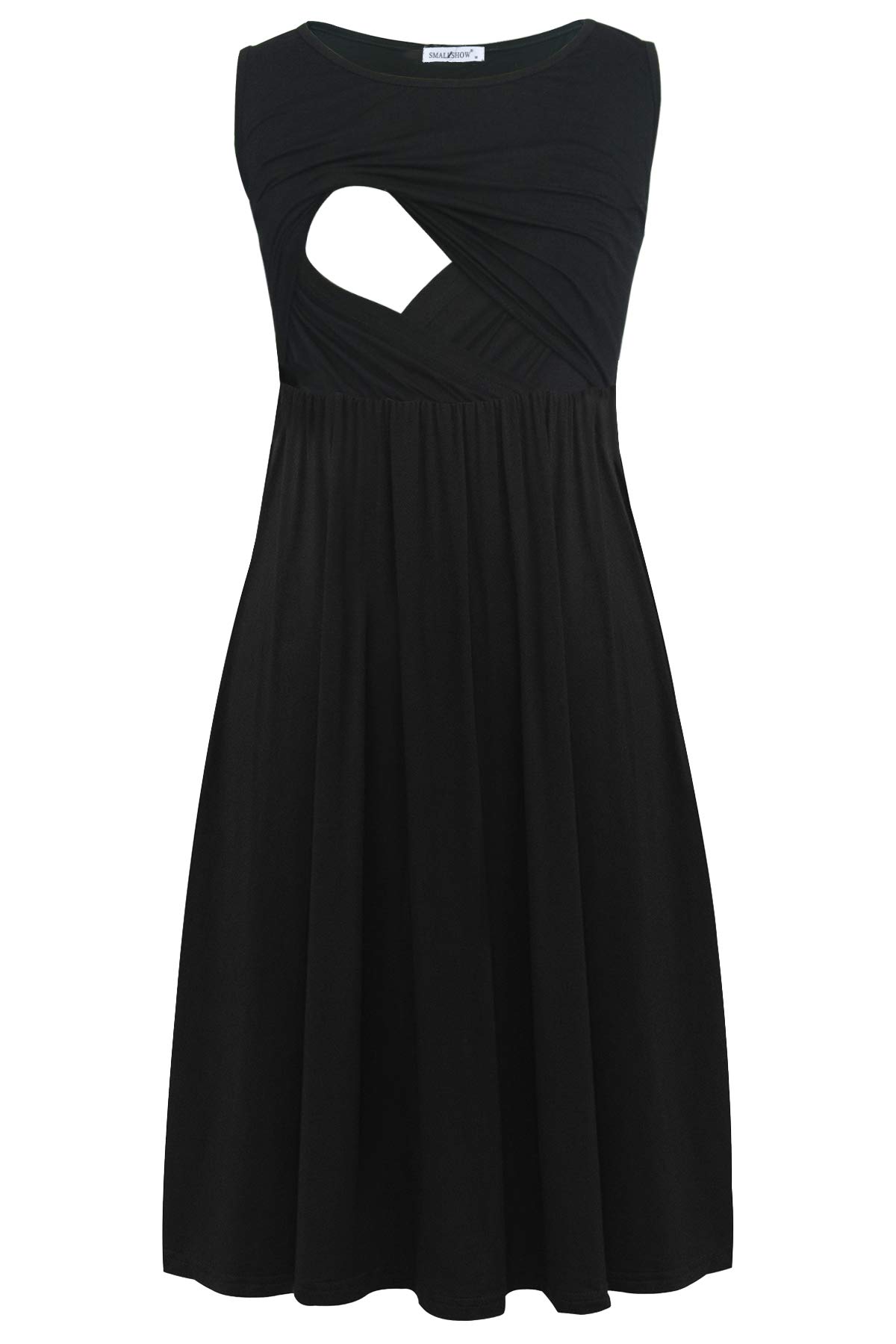 Smallshow Women's Sleeveless Nursing Dress - Breathable Patchwork Maternity Breastfeeding Dress for Summer, Comfortable & Stylish for Nursing Moms - Perfect for Hospital Visits, Outings & Casual Wear