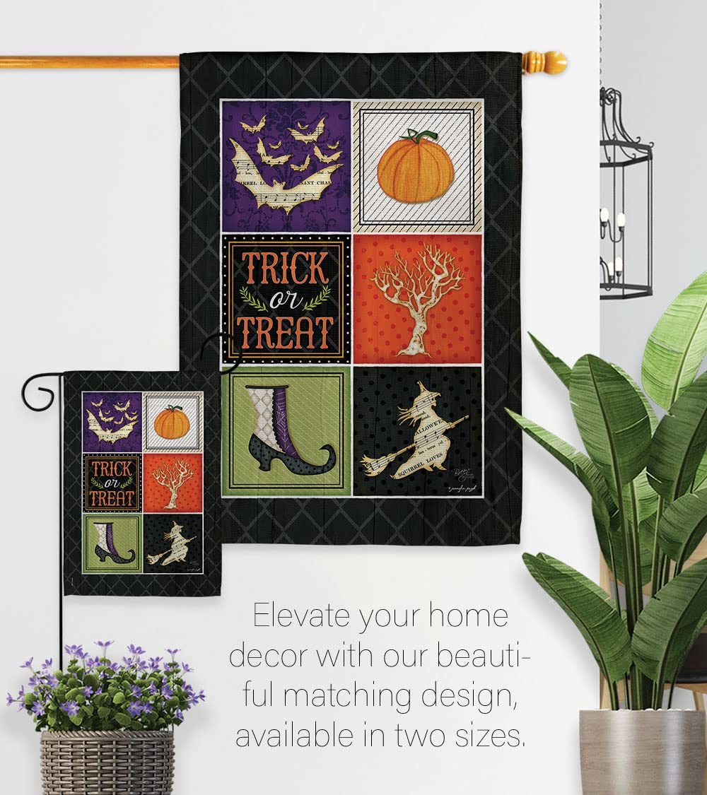 Breeze Decor Halloween Garden Flag - Trick or Treat Collage, 13x18.5in - Fall Decor for Outdoor