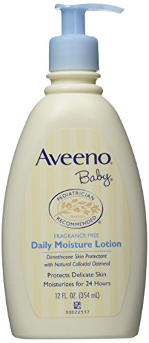 Aveeno Baby Daily Moisture Lotion - Fragrance Free, Hypoallergenic & Pediatrician Recommended - 12 Oz (Pack of 2) for Sensitive Skin & Eczema Care - Perfect for Daily Baby Massage & Diaper Change Routine