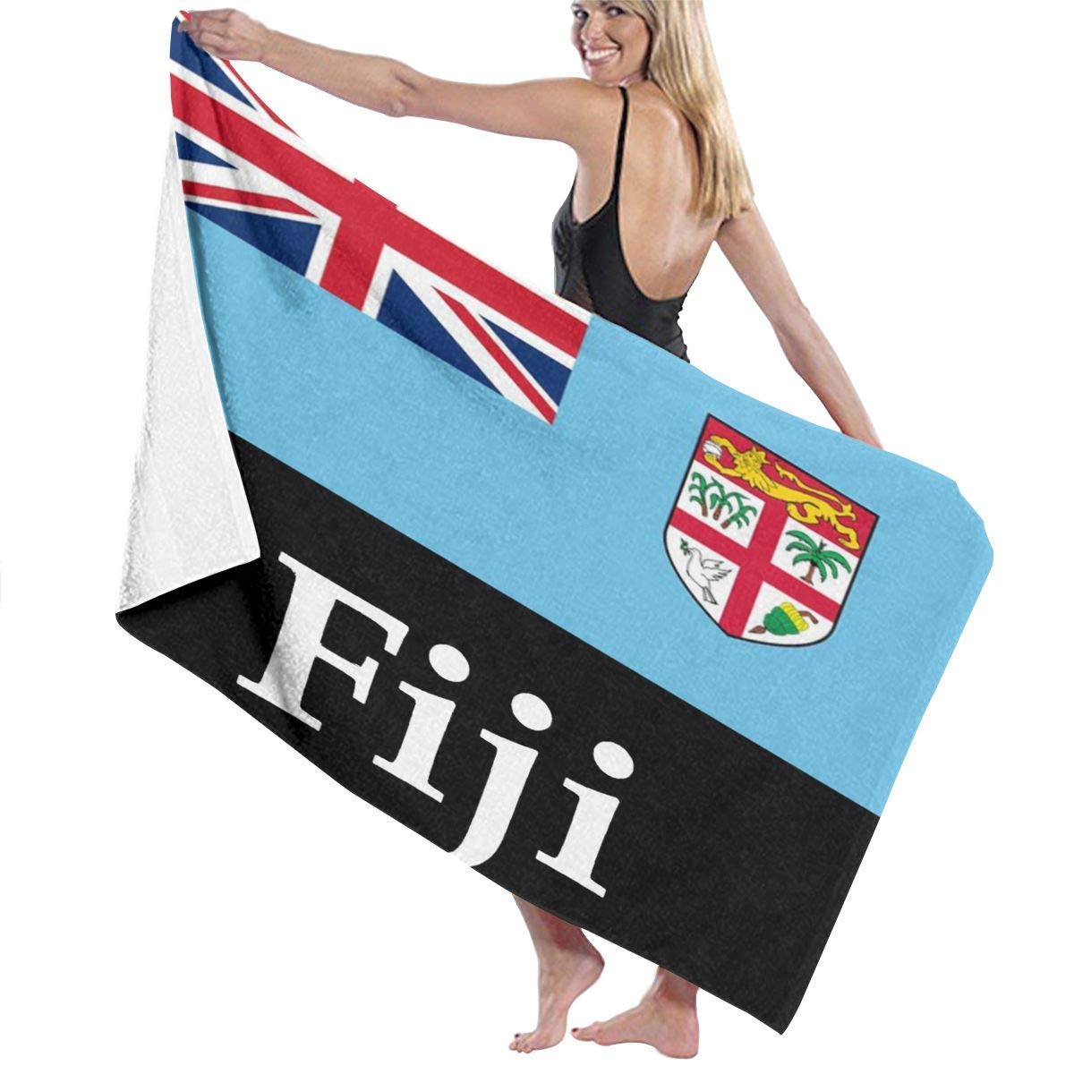 Fiji Flag Beach Towel - Sandproof Superfine Fiber Towel for Adults & Teens - 32