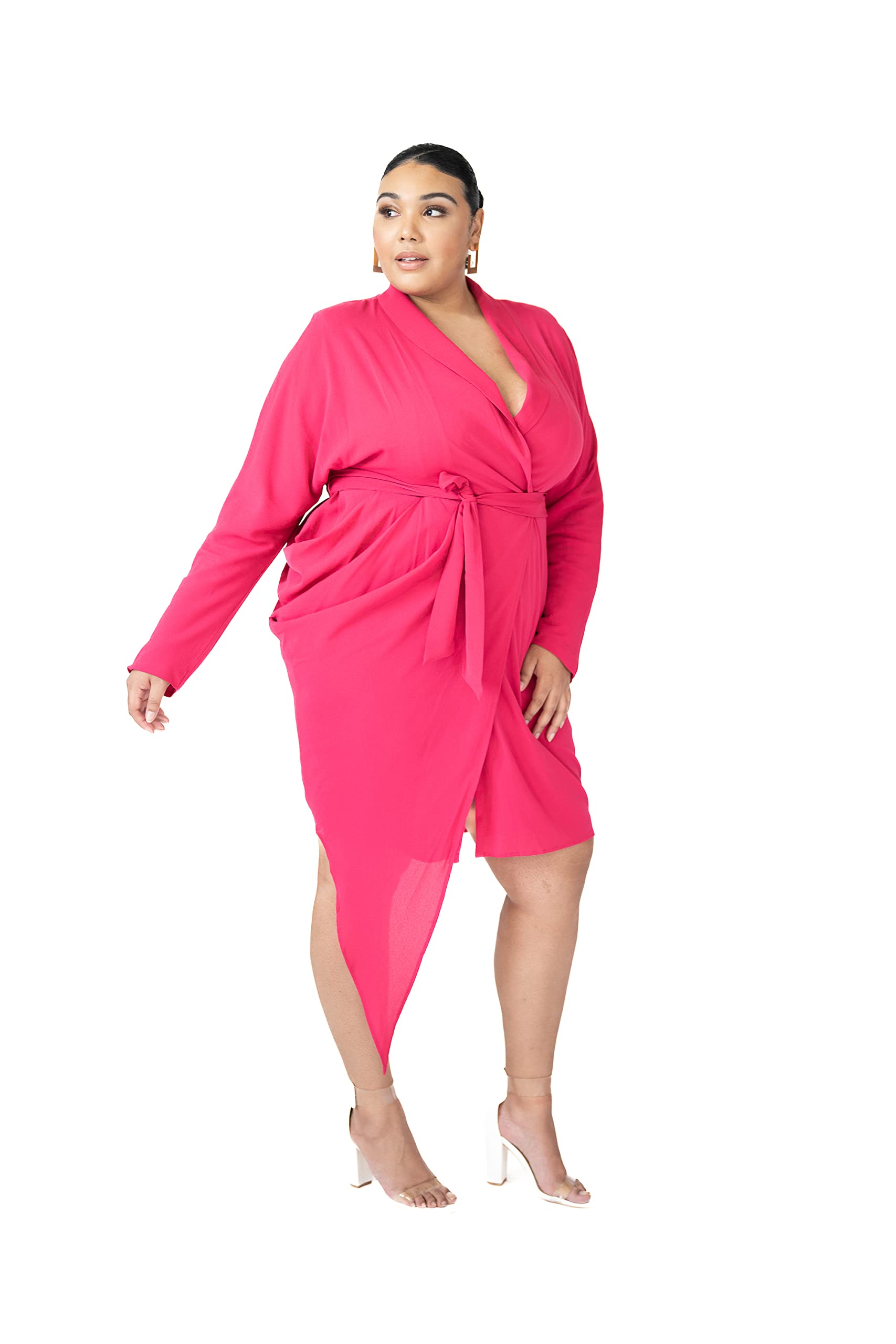 Pantora Women's Wanda Draped Asymmetrical Wrap Dress - Elegant Flowy Midi Dress for Date Night, Cocktail Party & Special Occasions
