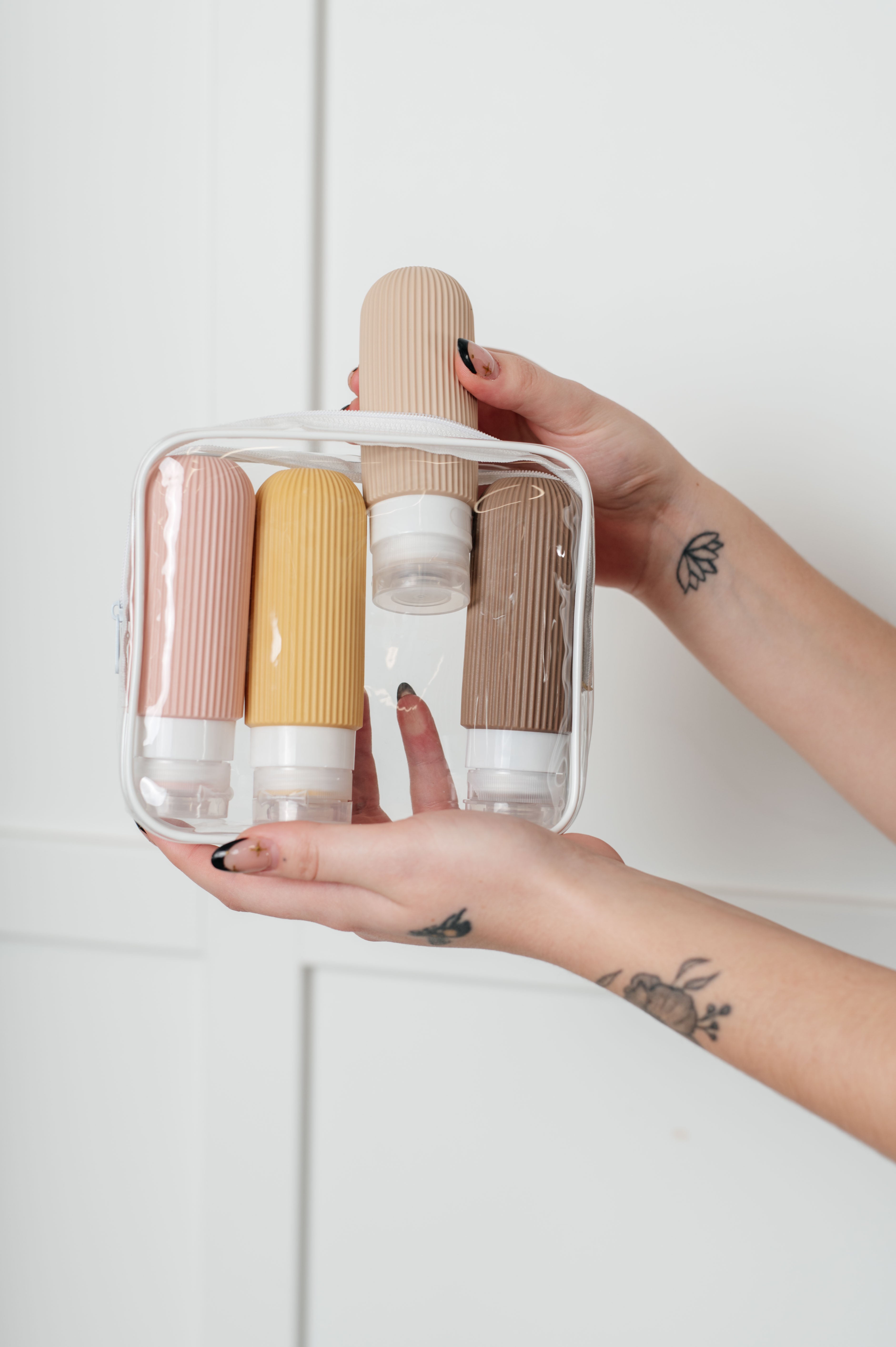Premium Neutral-Colored Travel Toiletries Bottles Set - Leak-Proof & TSA Approved for Airplane Carry-On, Gym, Camping & Vacation Essentials