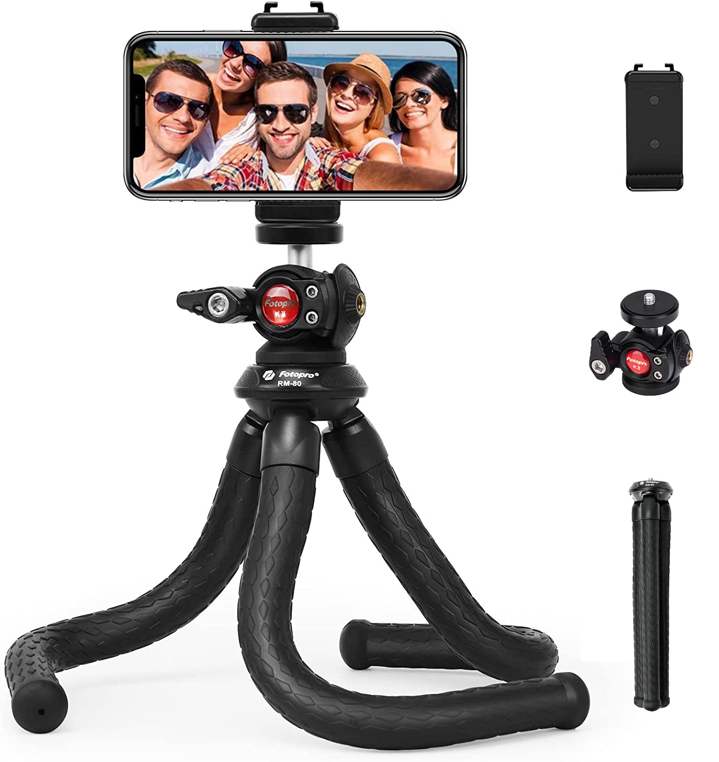 Fotopro Flexible Smartphone Tripod Stand - Portable Mini Tripod for iPhone, Android, GoPro & DSLR Cameras - Perfect for Vlogging, Travel & Outdoor Photography