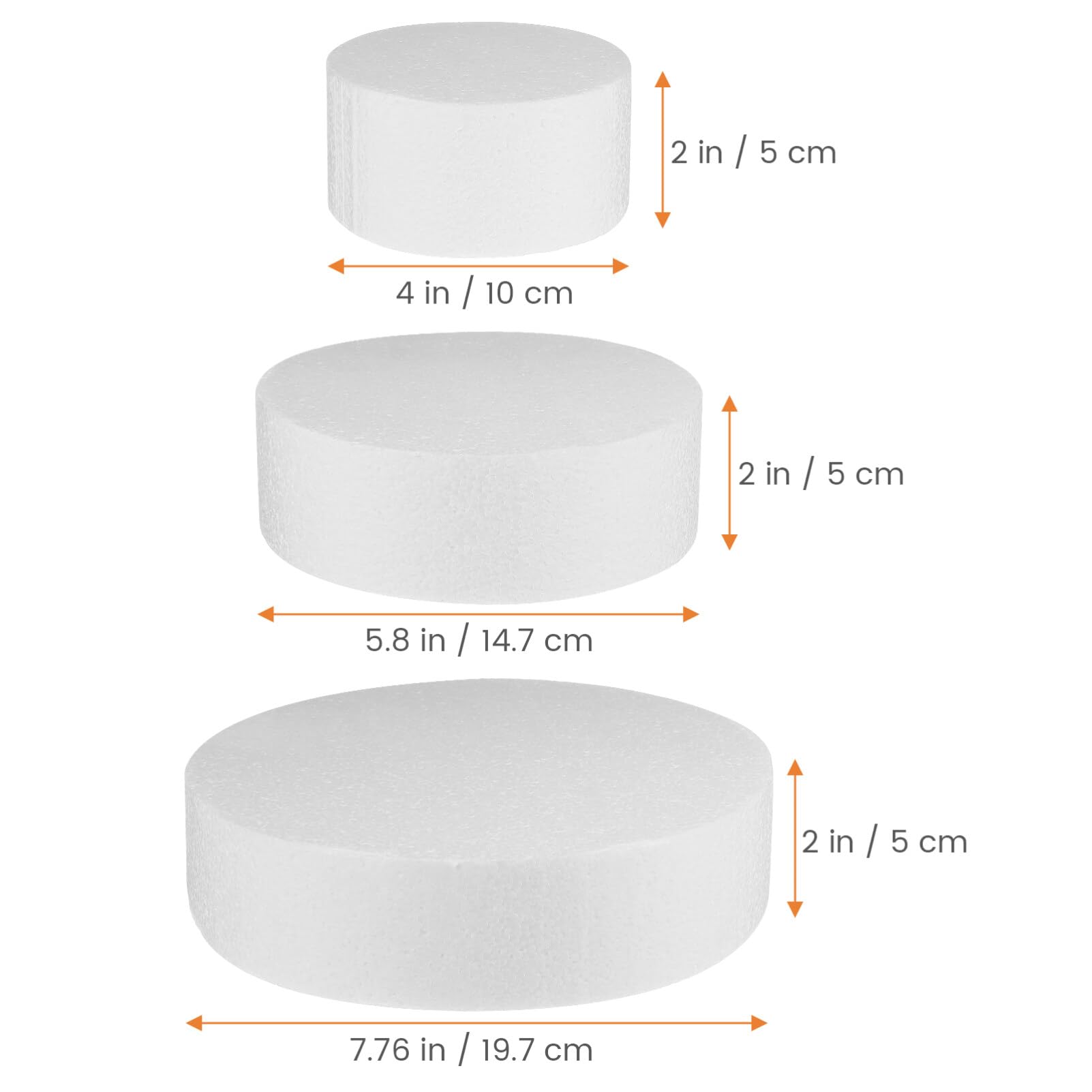 Ciieeo 3-Pack Foam Cake Dummies Circles for Wedding & Birthday Cake Decorating - Perfect for Bakeries, DIY Cake Design, and Professional Pastry Chefs
